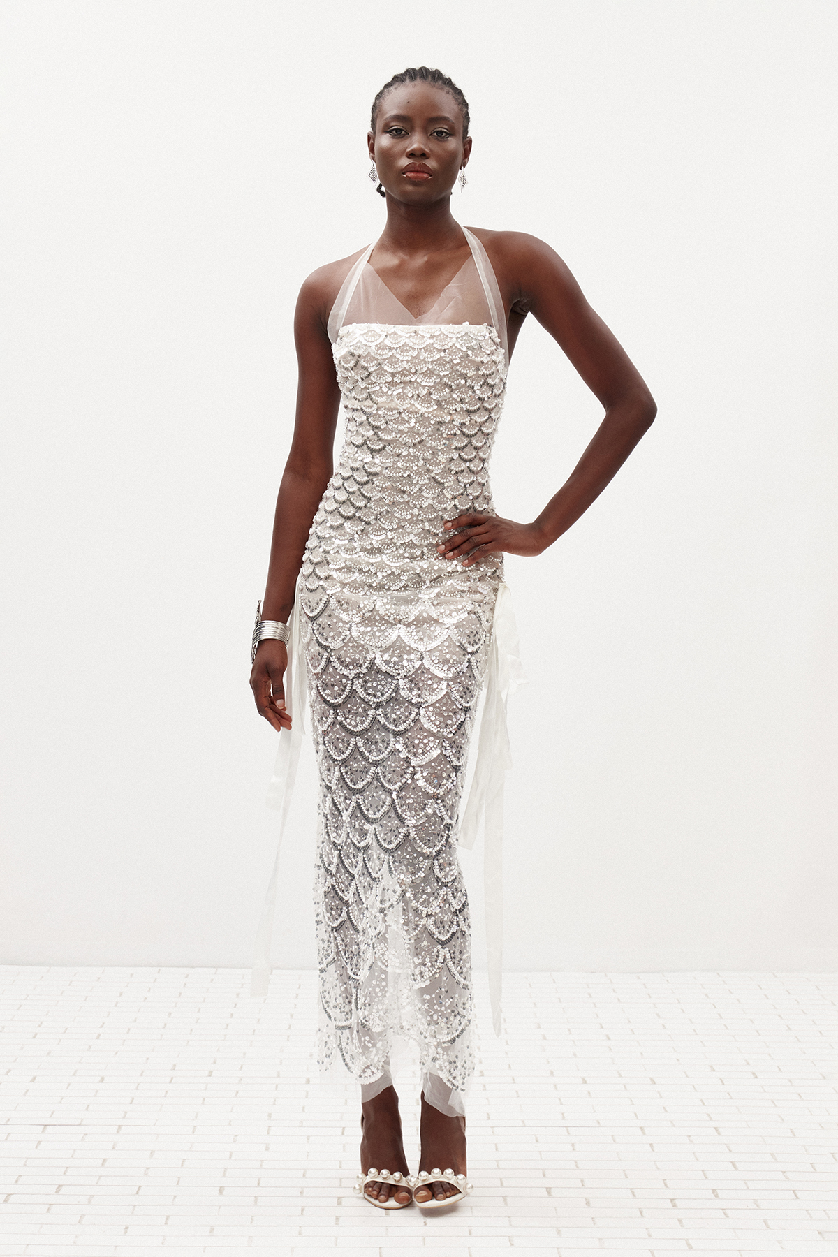 Ilar Halter Neck Sequin Maxi Dress