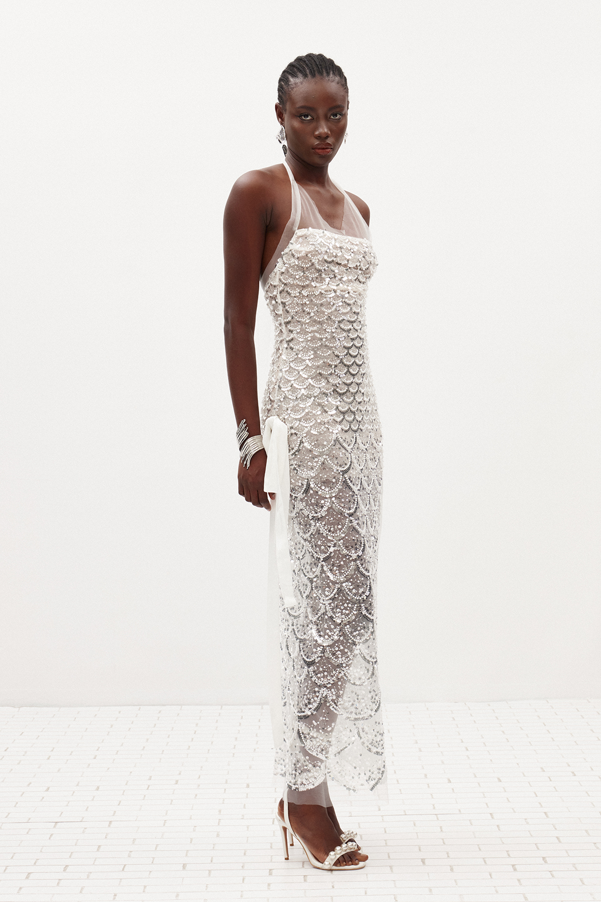 Ilar Halter Neck Sequin Maxi Dress