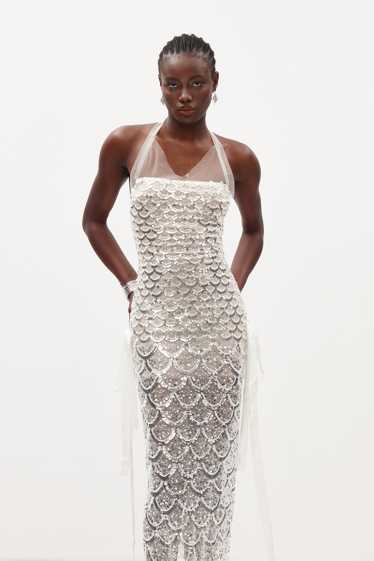 Ilar Halter Neck Sequin Maxi Dress