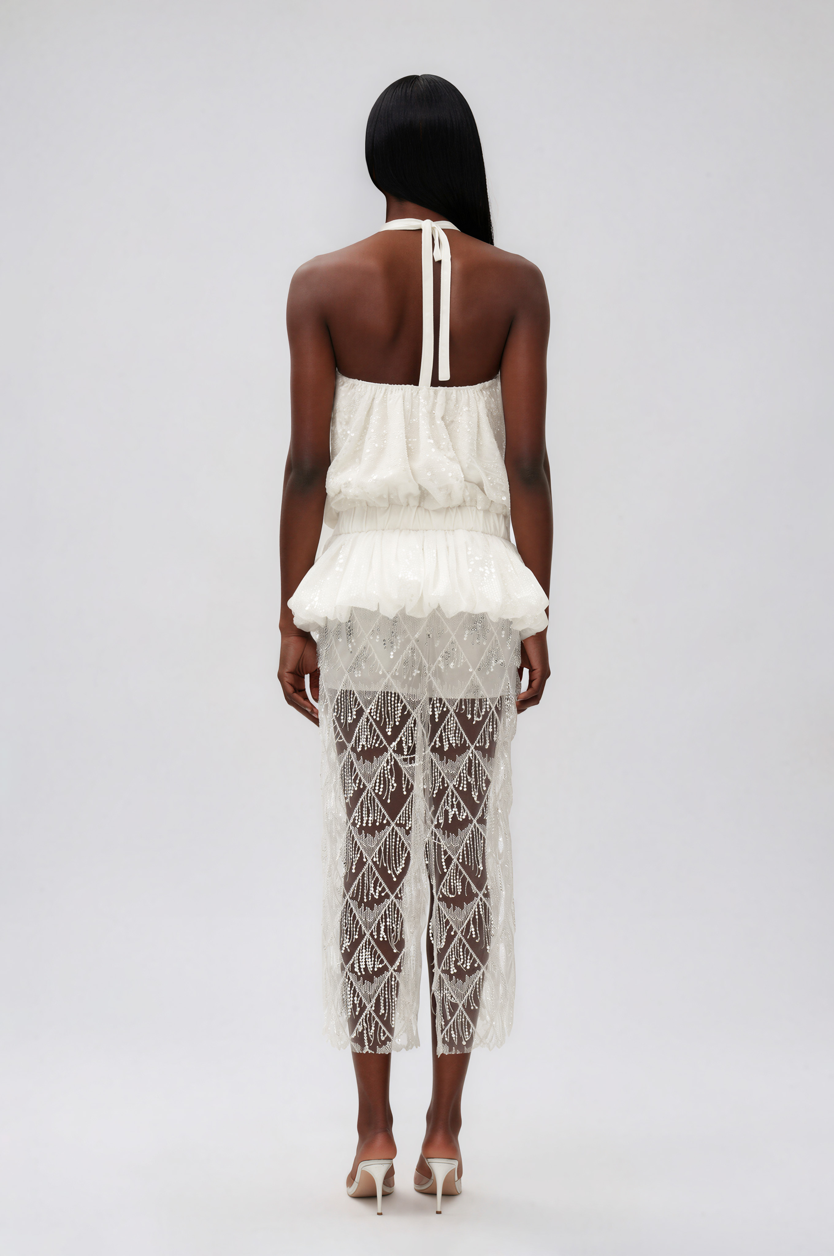 Ilargi Halter Neck Bow  Sequin Maxi Dress