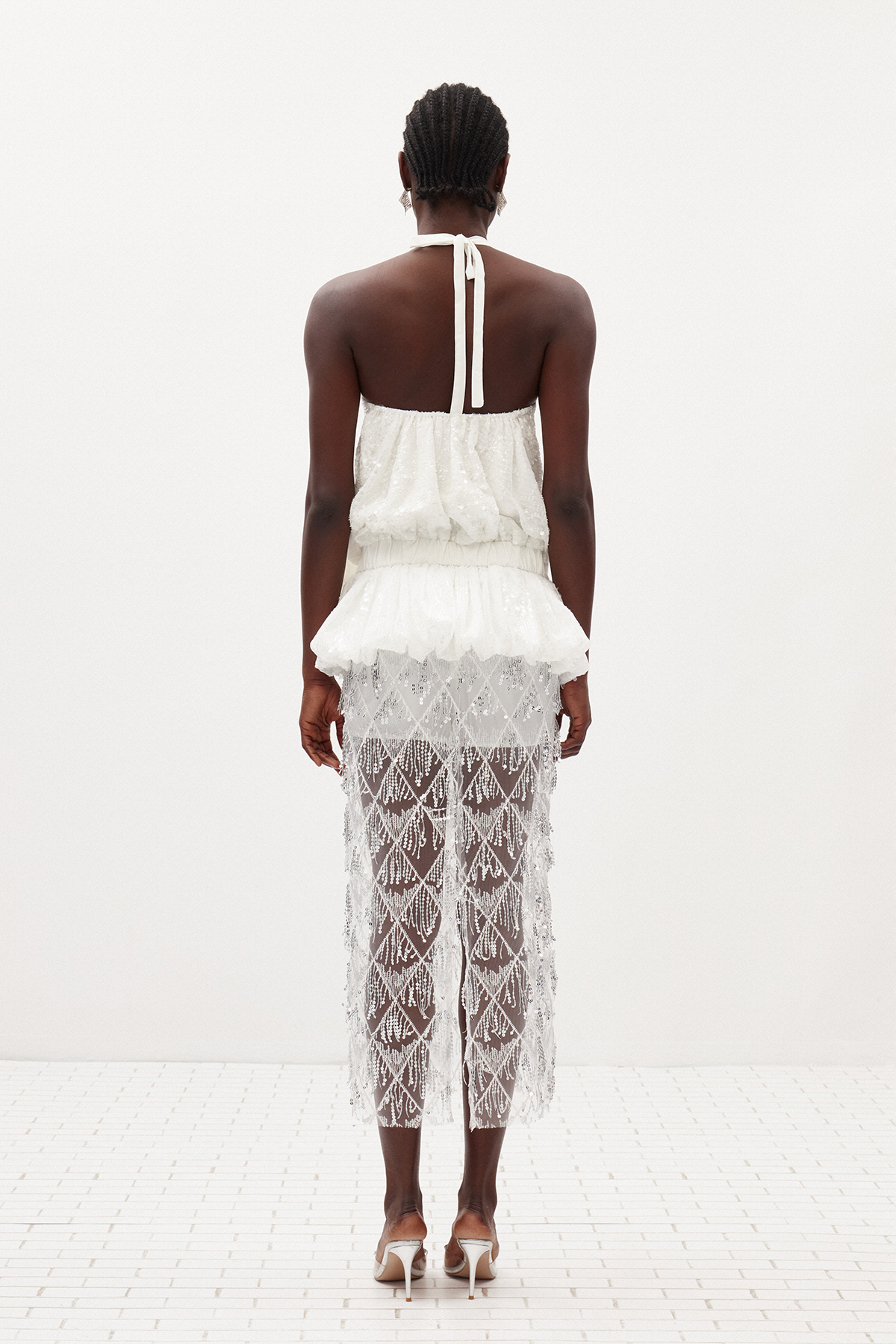 Ilargi Halter Neck Bow  Sequin Maxi Dress