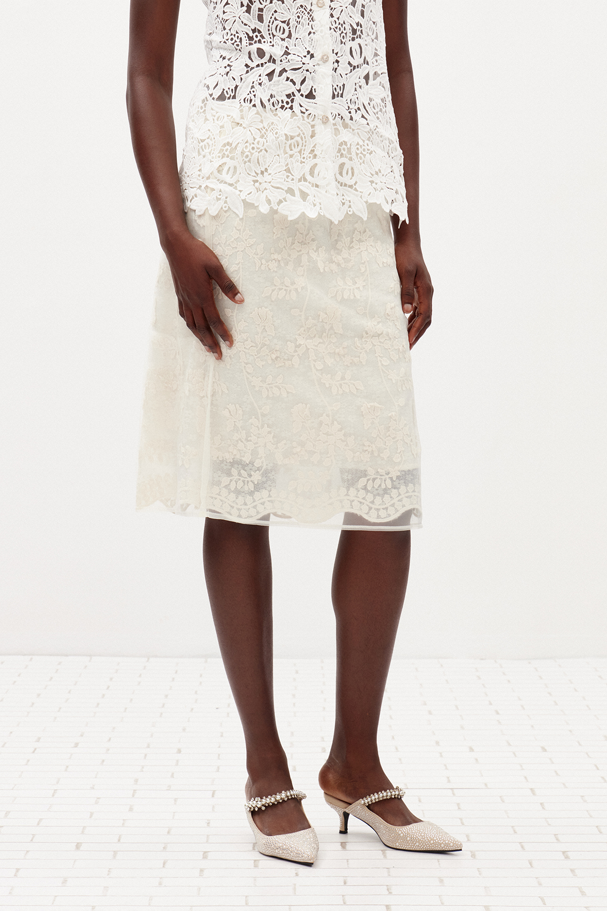 Ilariy Lace Midi Skirt