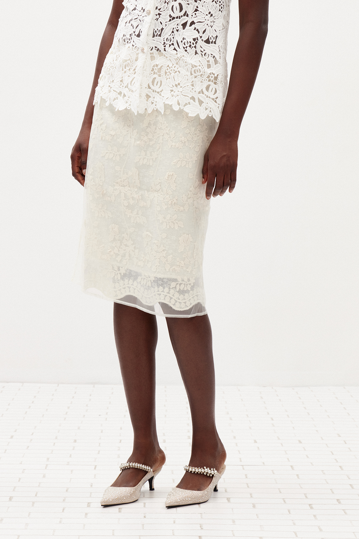 Ilariy Lace Midi Skirt