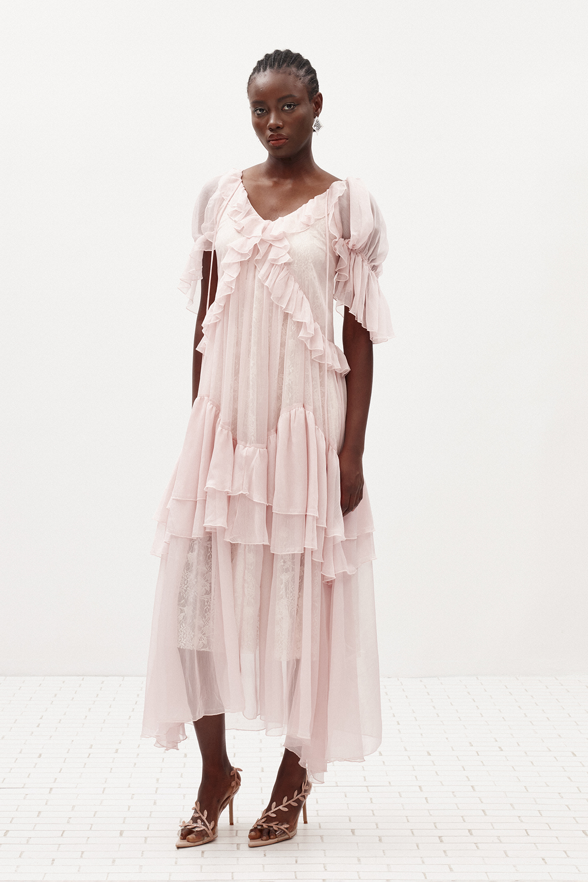 Ilayda Ruffle Mesh Maxi Dress