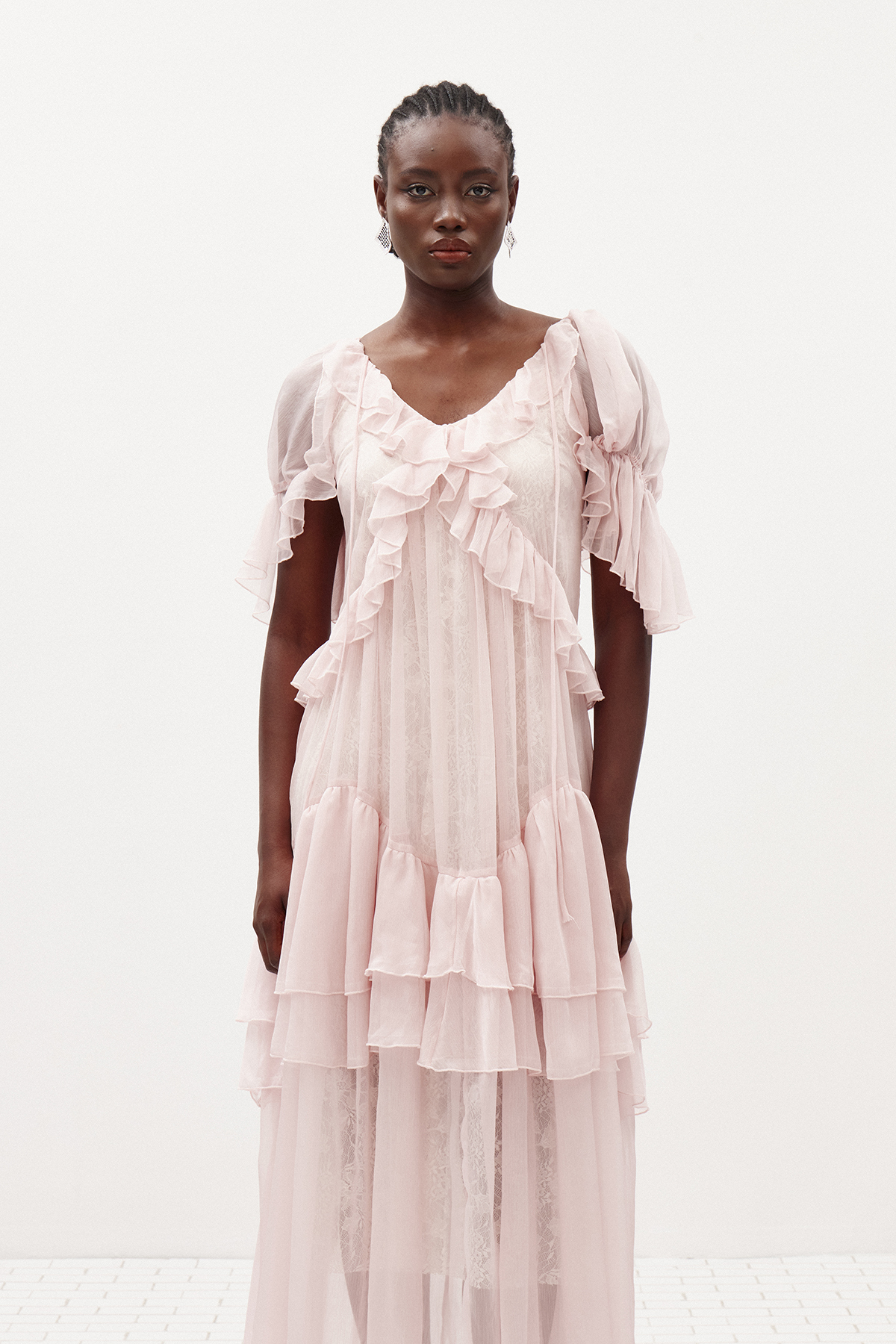 Ilayda Ruffle Mesh Maxi Dress