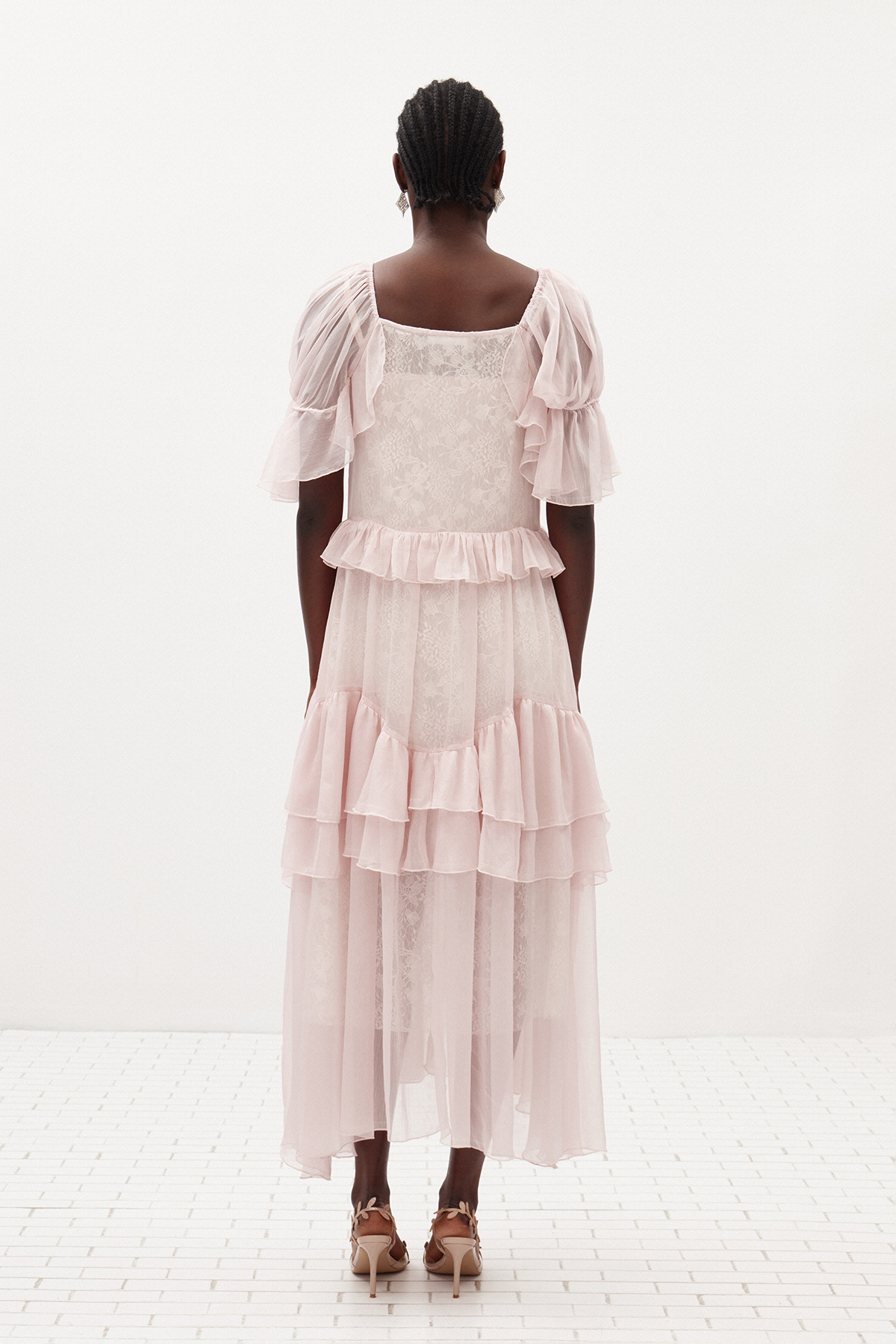 Ilayda Ruffle Mesh Maxi Dress
