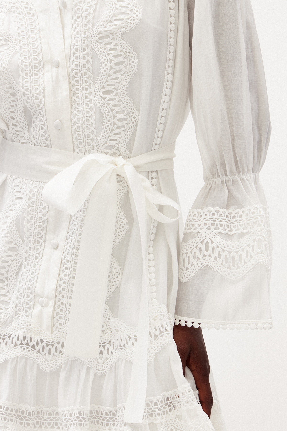 Ildar Bell Sleeve Lace Mini Dress