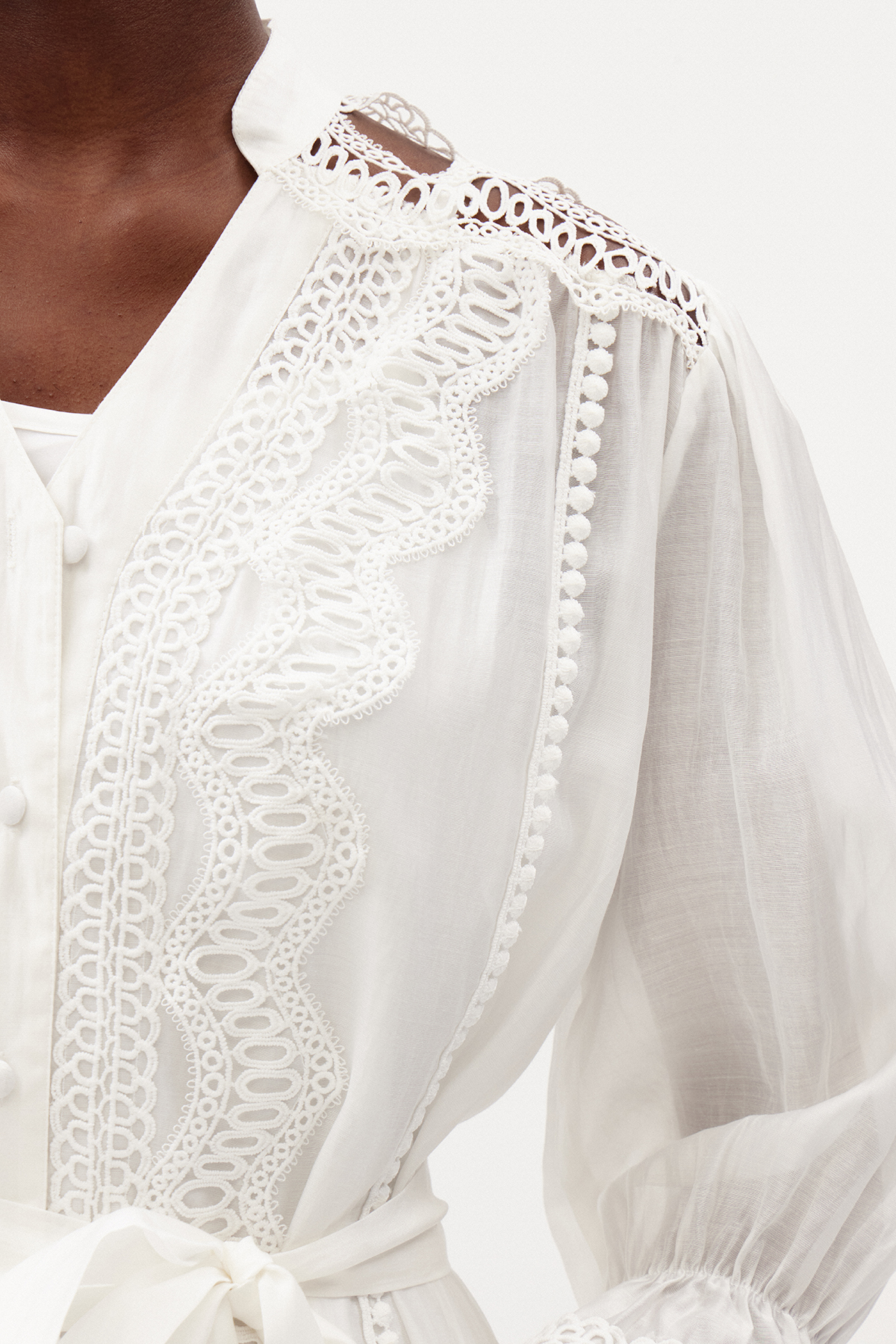 Ildar Bell Sleeve Lace Mini Dress