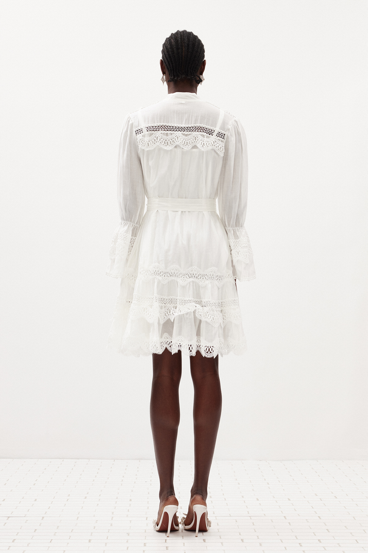 Ildar Bell Sleeve Lace Mini Dress