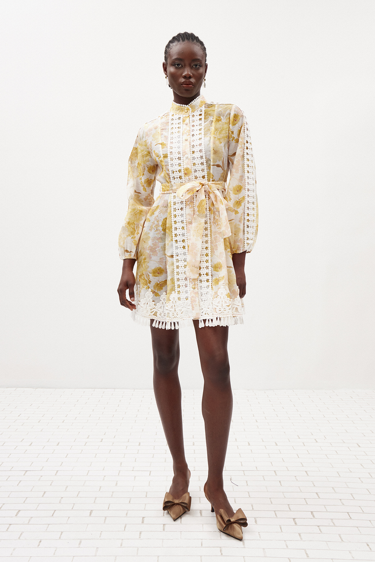 Ildar Floral Lace Mini Dress