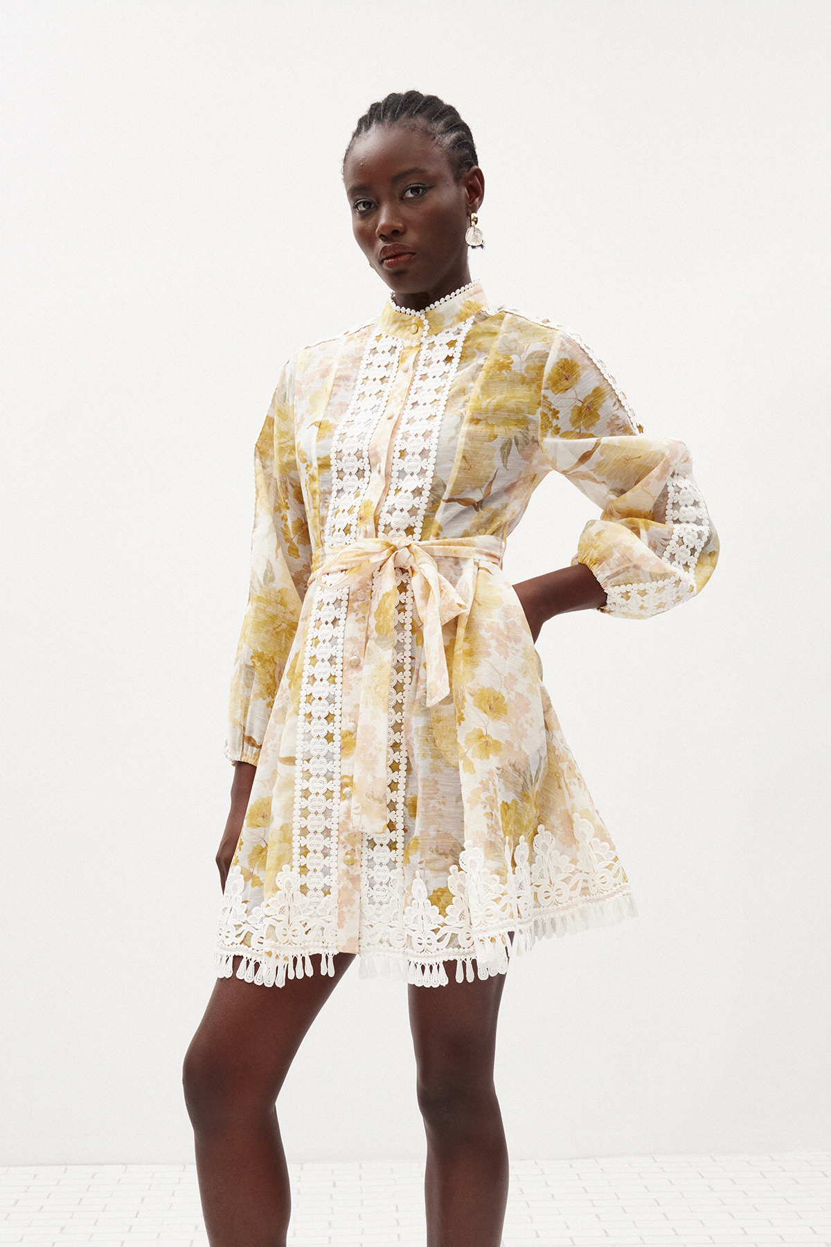 Ildar Floral Lace Mini Dress