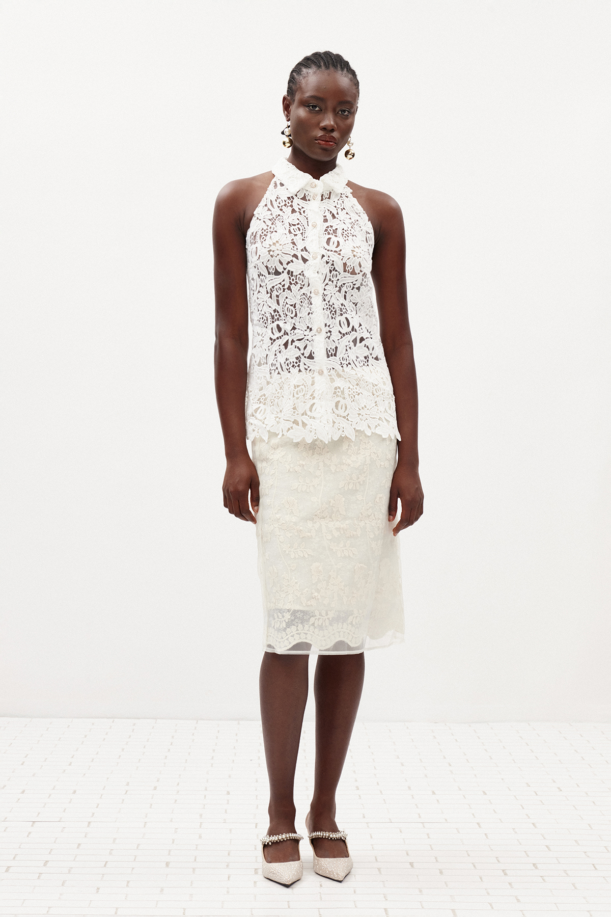 Ildefonso Sleeveless Lace Shirt