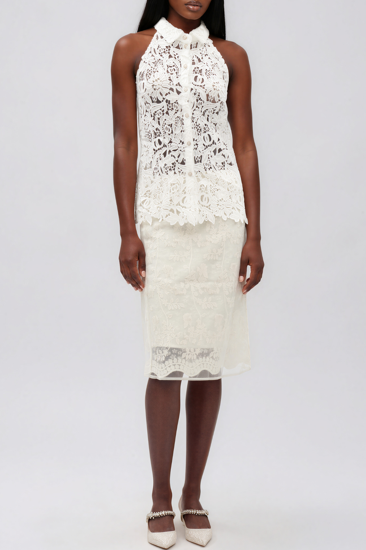 Ildefonso Sleeveless Lace Shirt