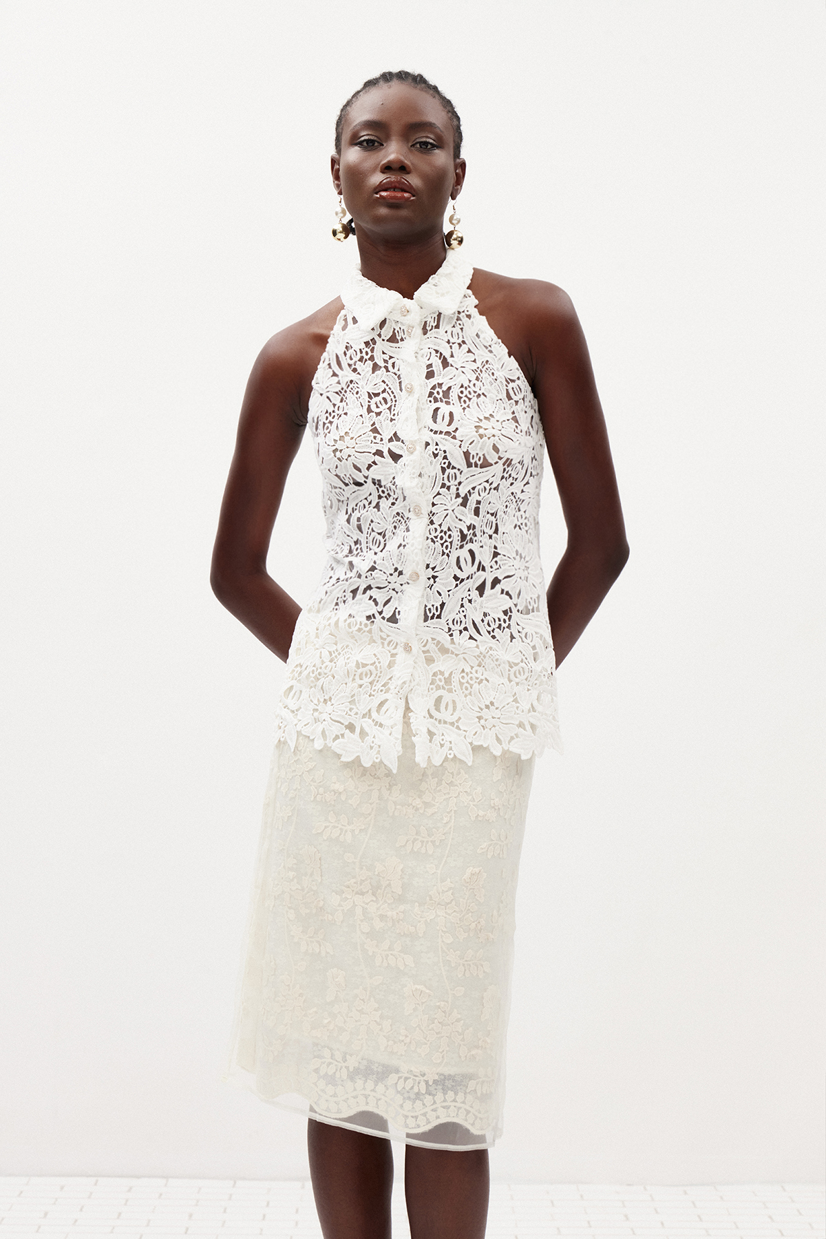 Ildefonso Sleeveless Lace Shirt