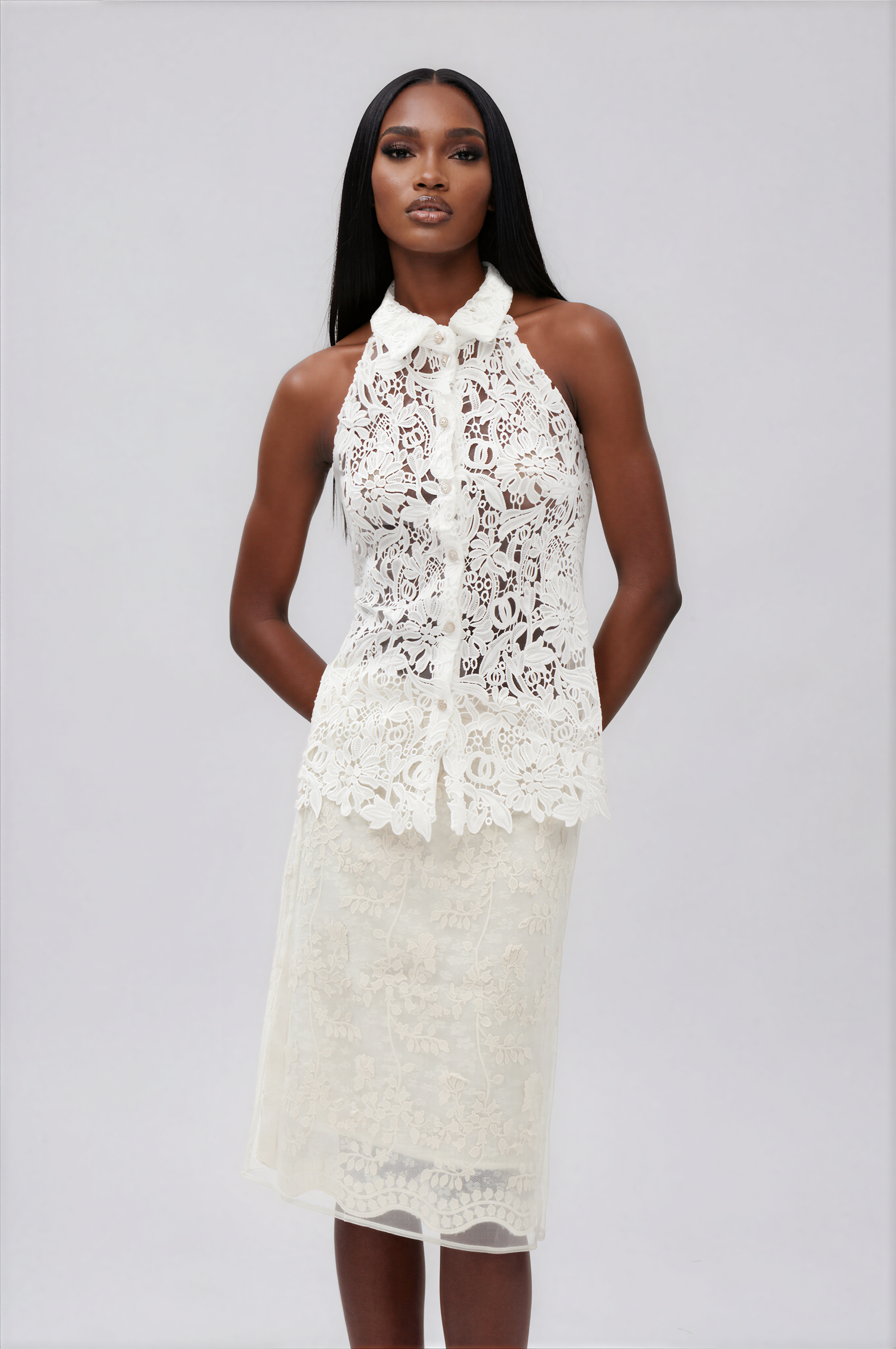 Ildefonso Sleeveless Lace Shirt