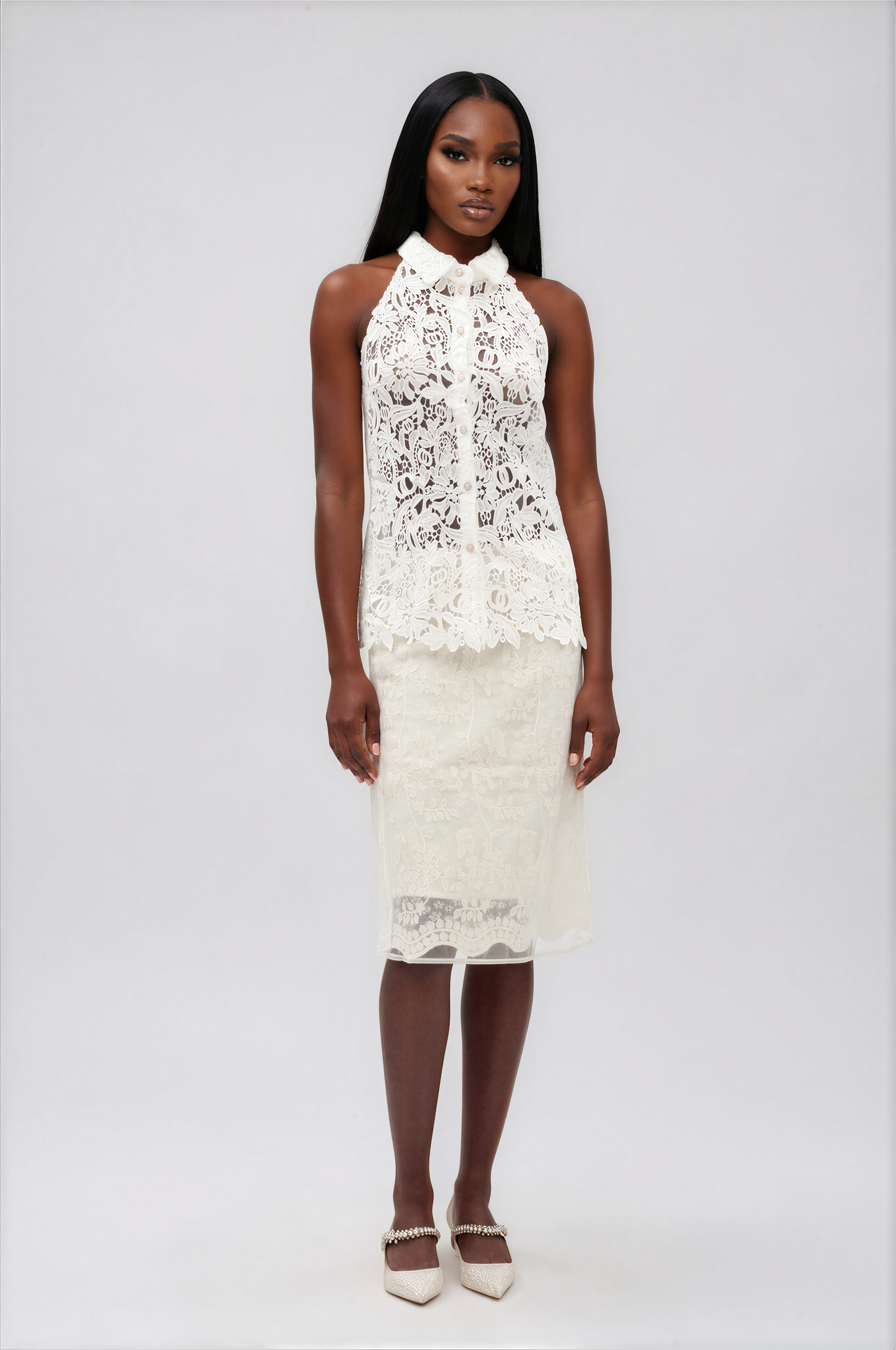 Ildefonso Sleeveless Lace Shirt