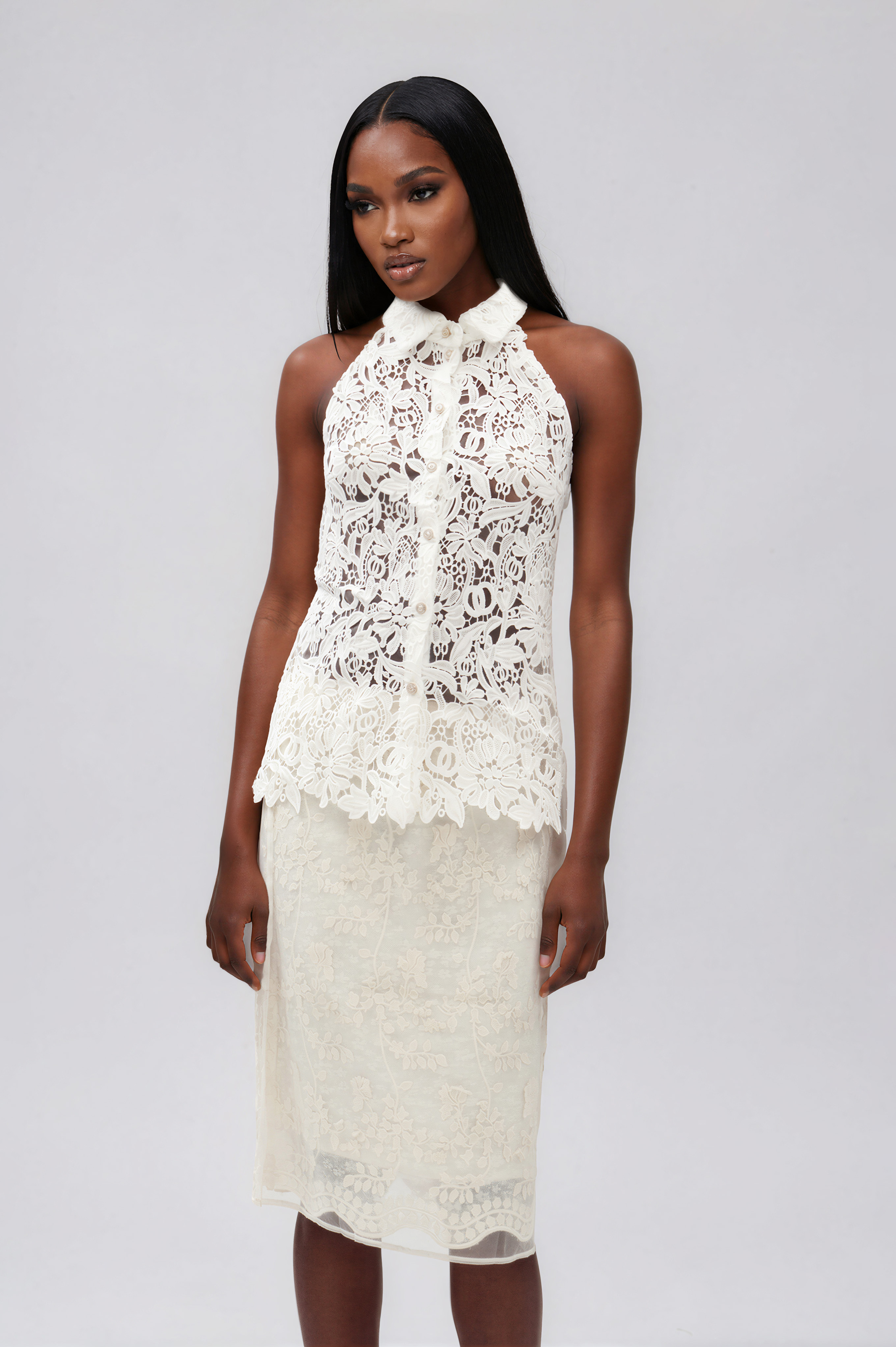 Ildefonso Sleeveless Lace Shirt