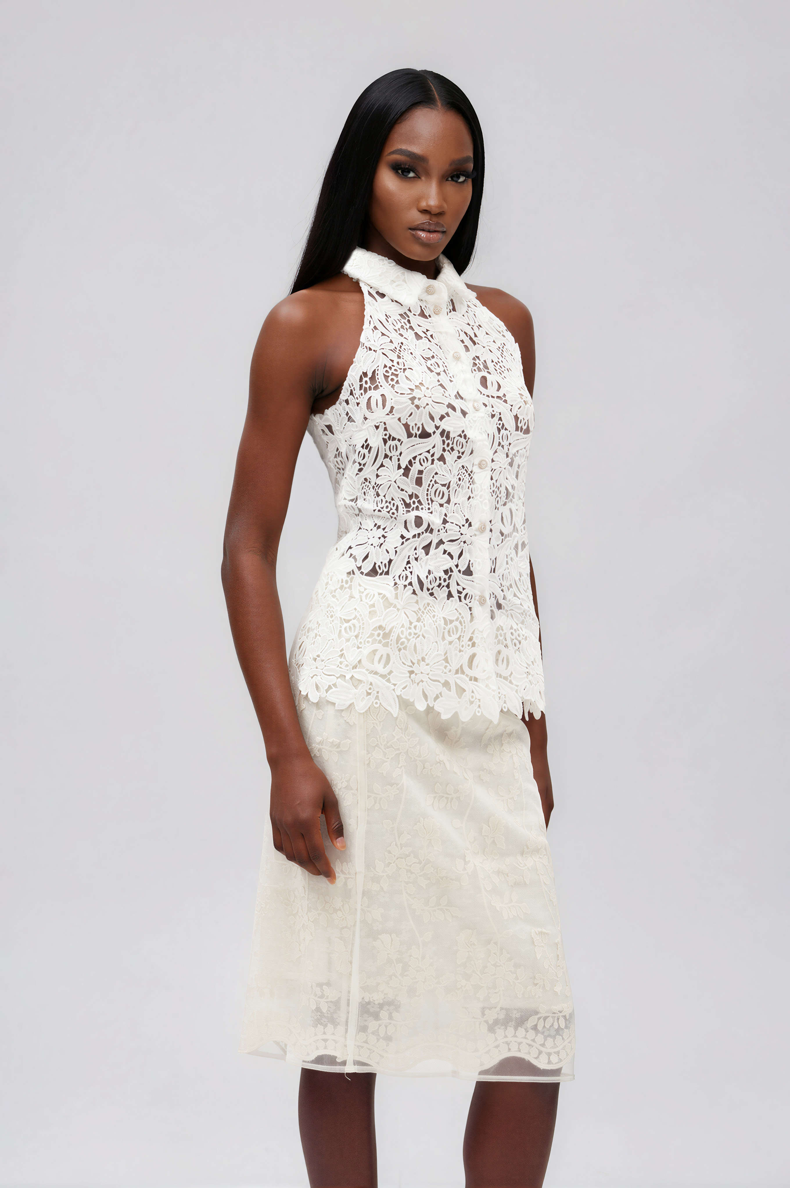 Ildefonso Sleeveless Lace Shirt