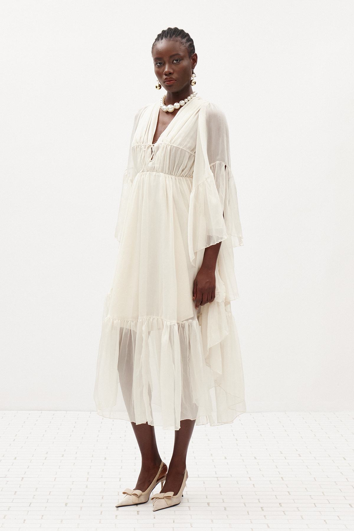 Ilean Backless Mesh Midi Dress