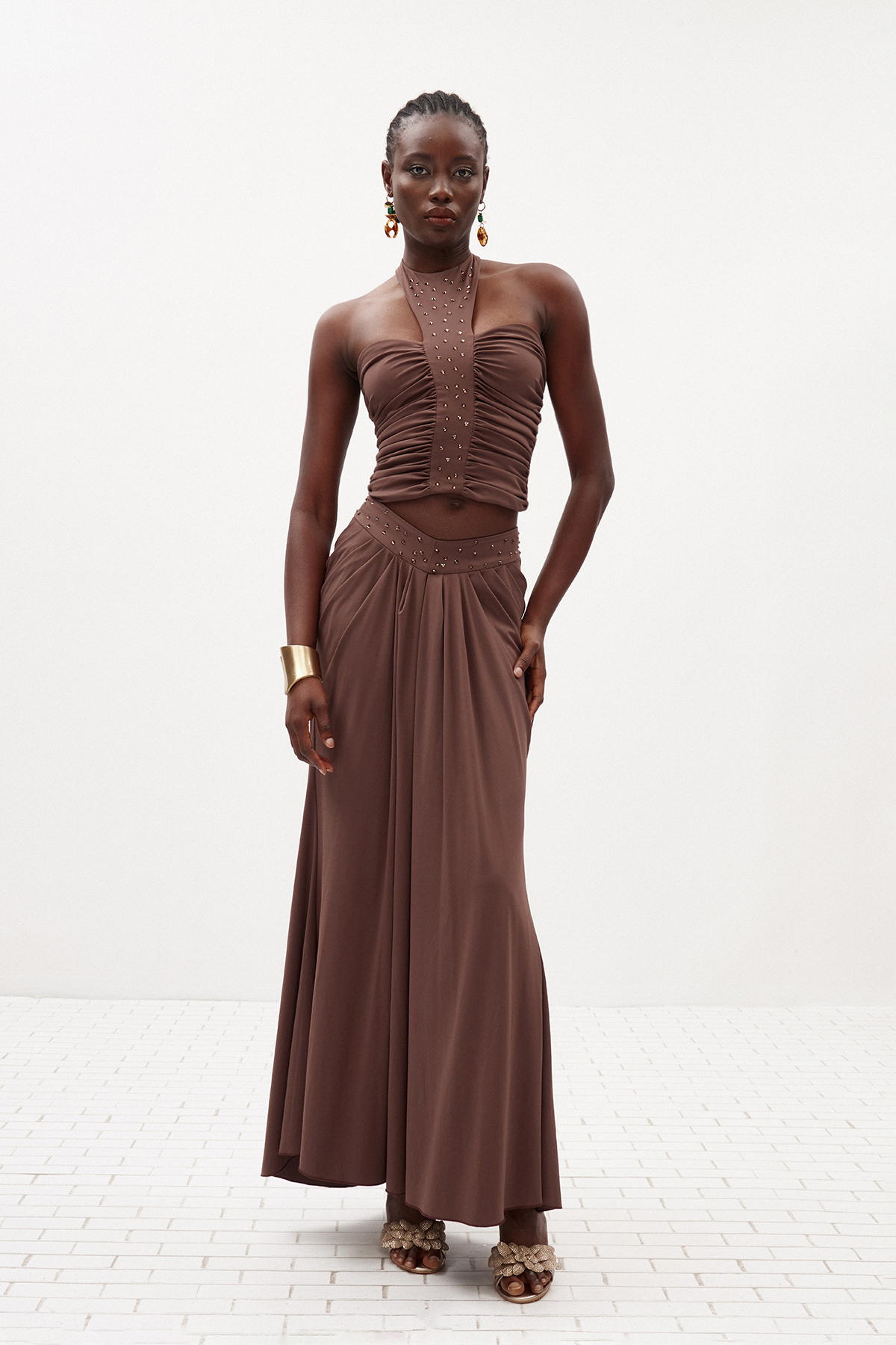 Fidelis Embellished Ruch Skirt Set