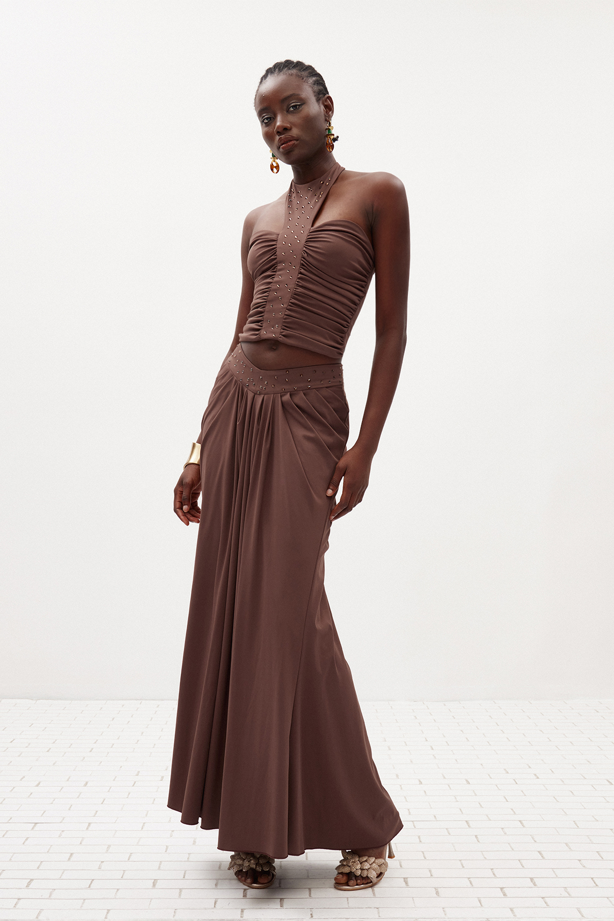 Fidelis Embellished Ruch Skirt Set