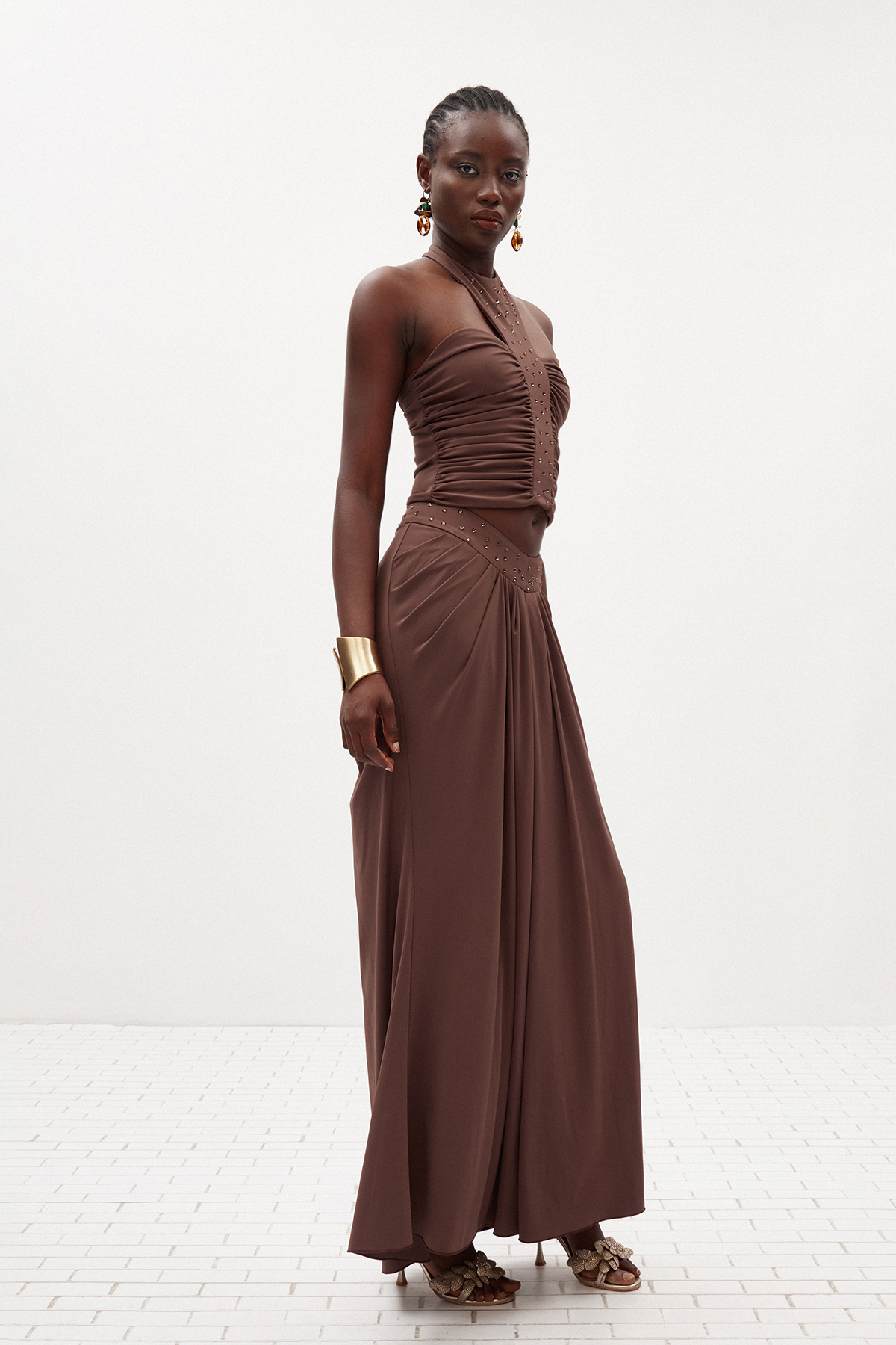Fidelis Embellished Ruch Skirt Set