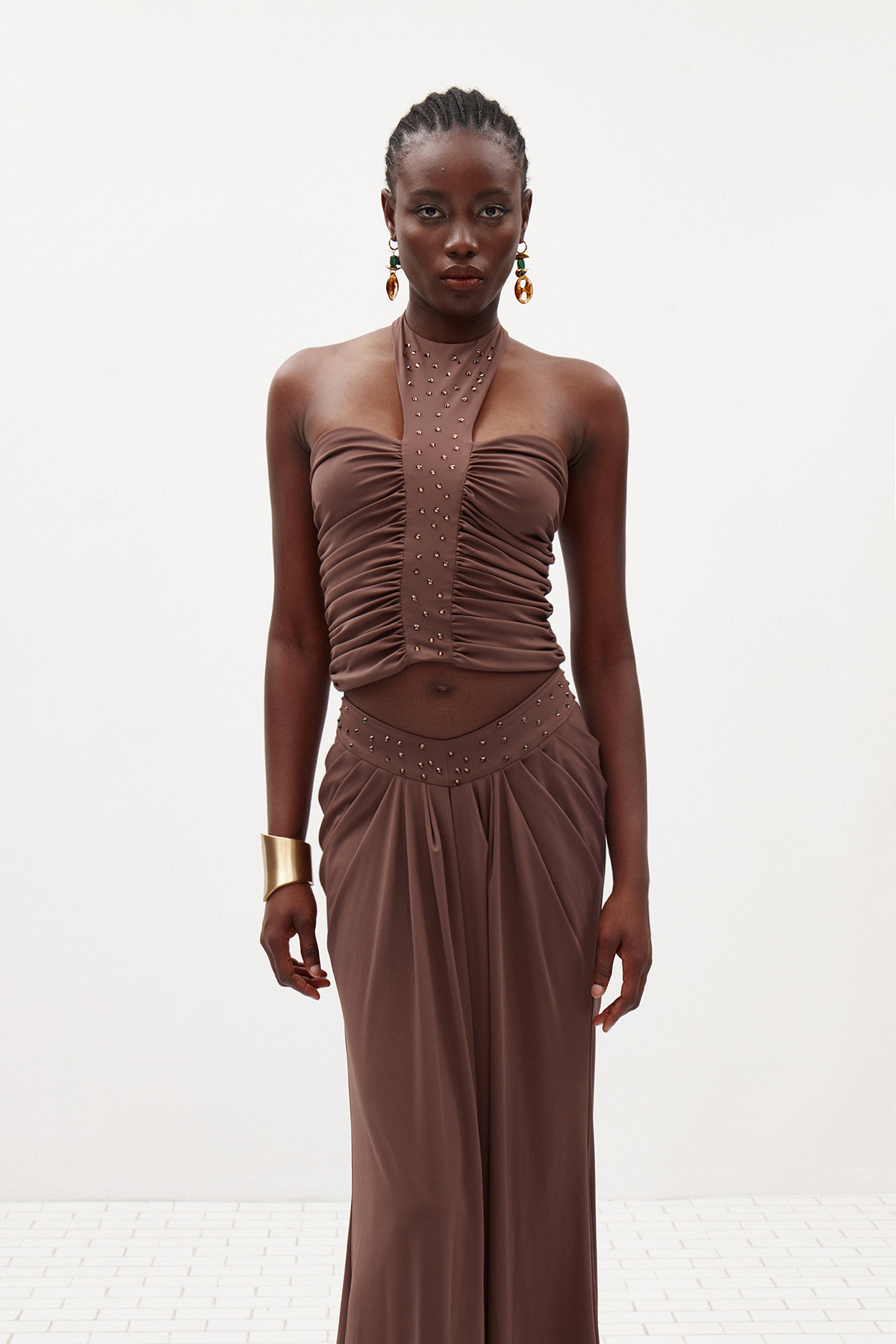 Fidelis Embellished Ruch Skirt Set