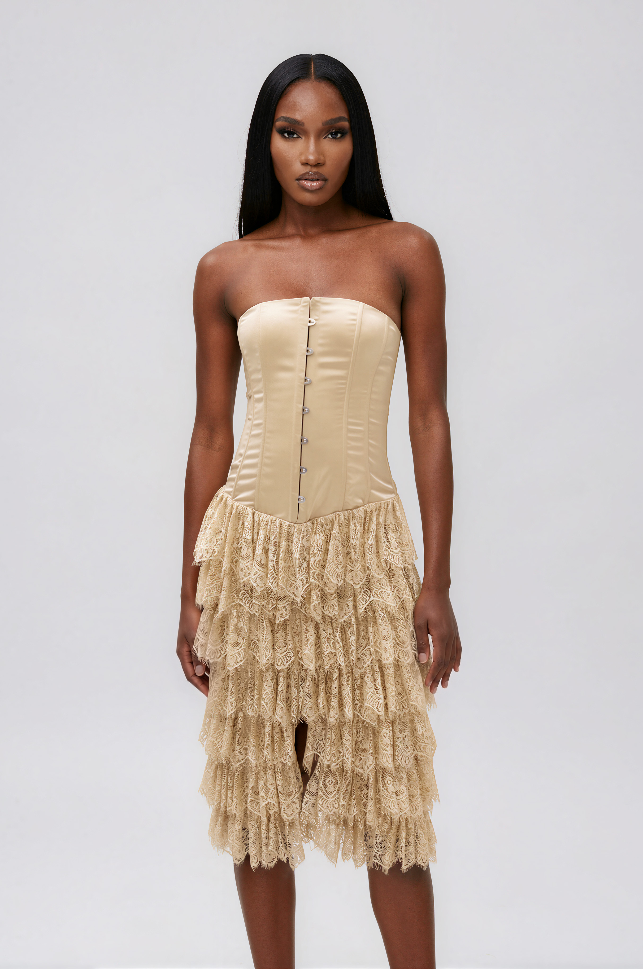 Ileana Strapless Lace Midi Dress