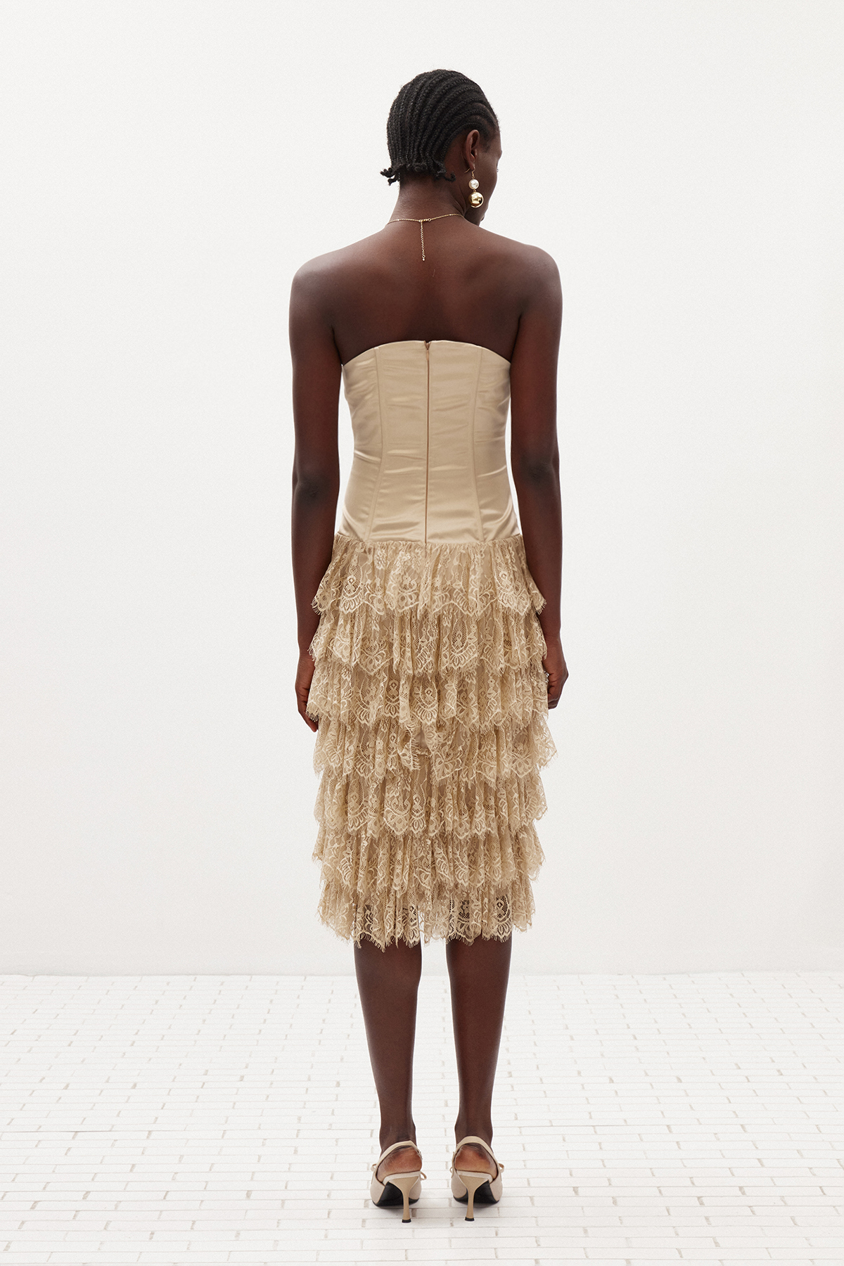 Ileana Strapless Lace Midi Dress
