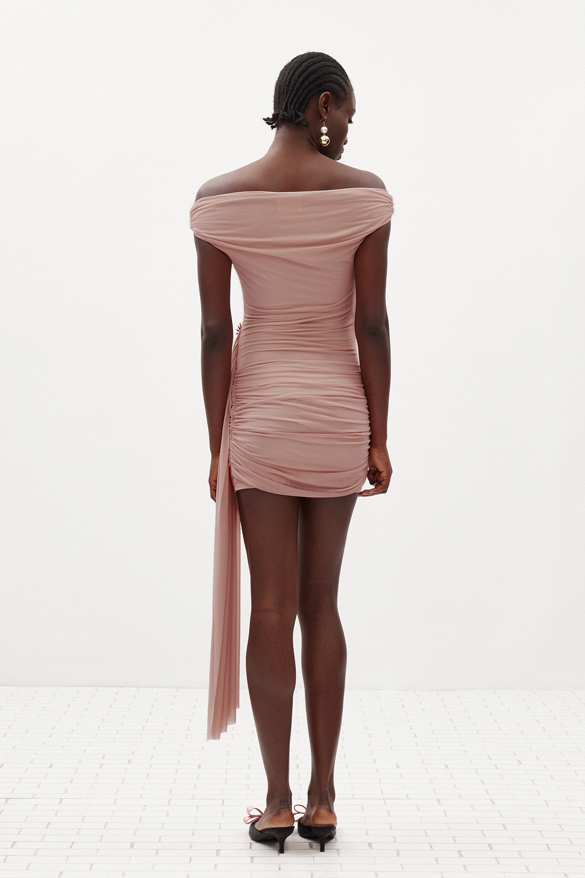 Ilektra Off Shoulder Draped Mini Dress