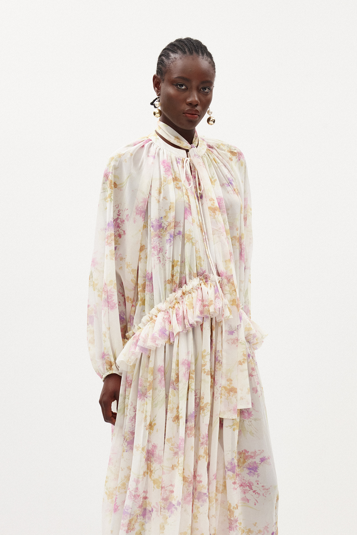 Ilenia Floral Ruffle Midi Dress