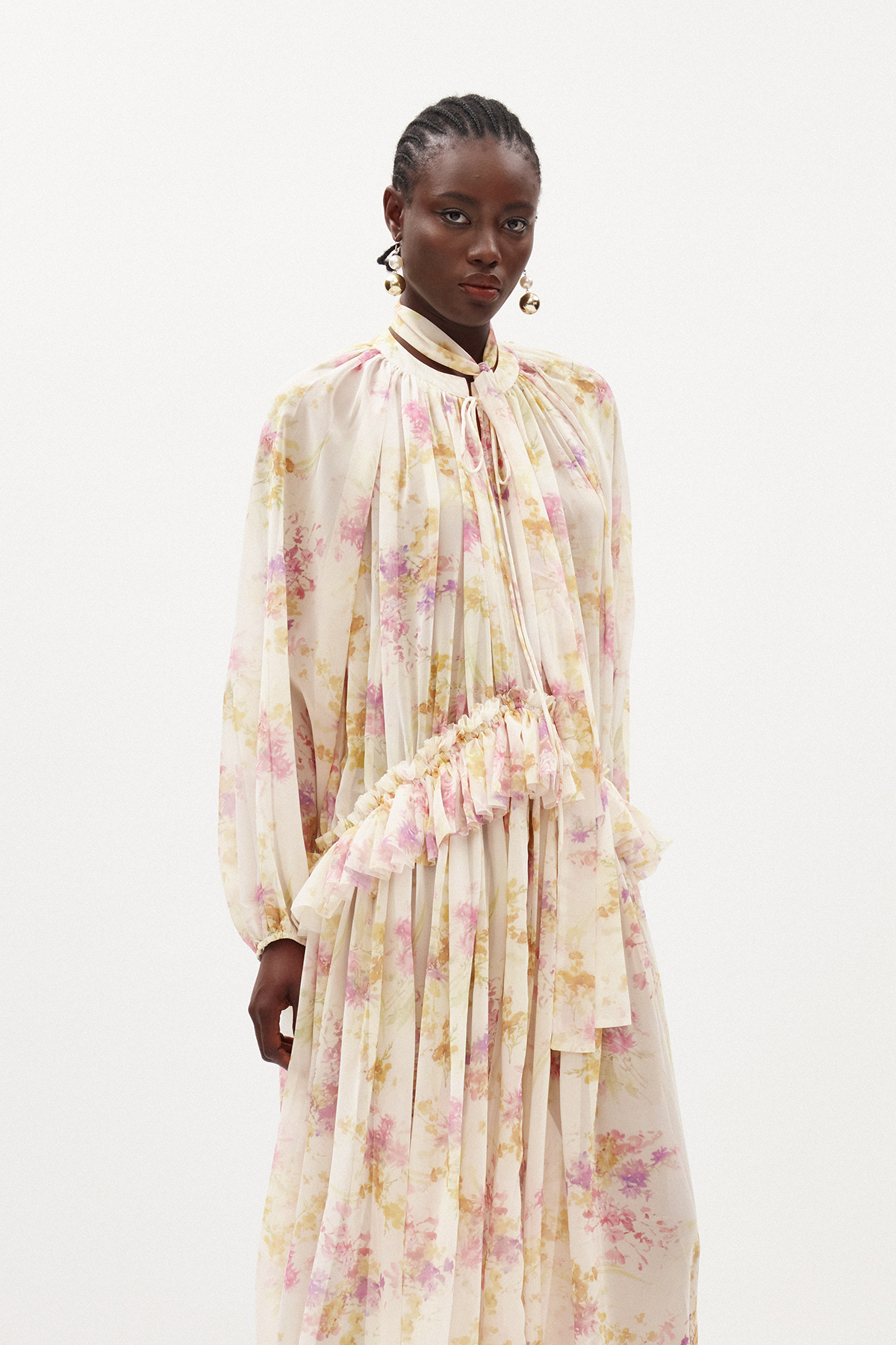 Ilenia Floral Ruffle Midi Dress