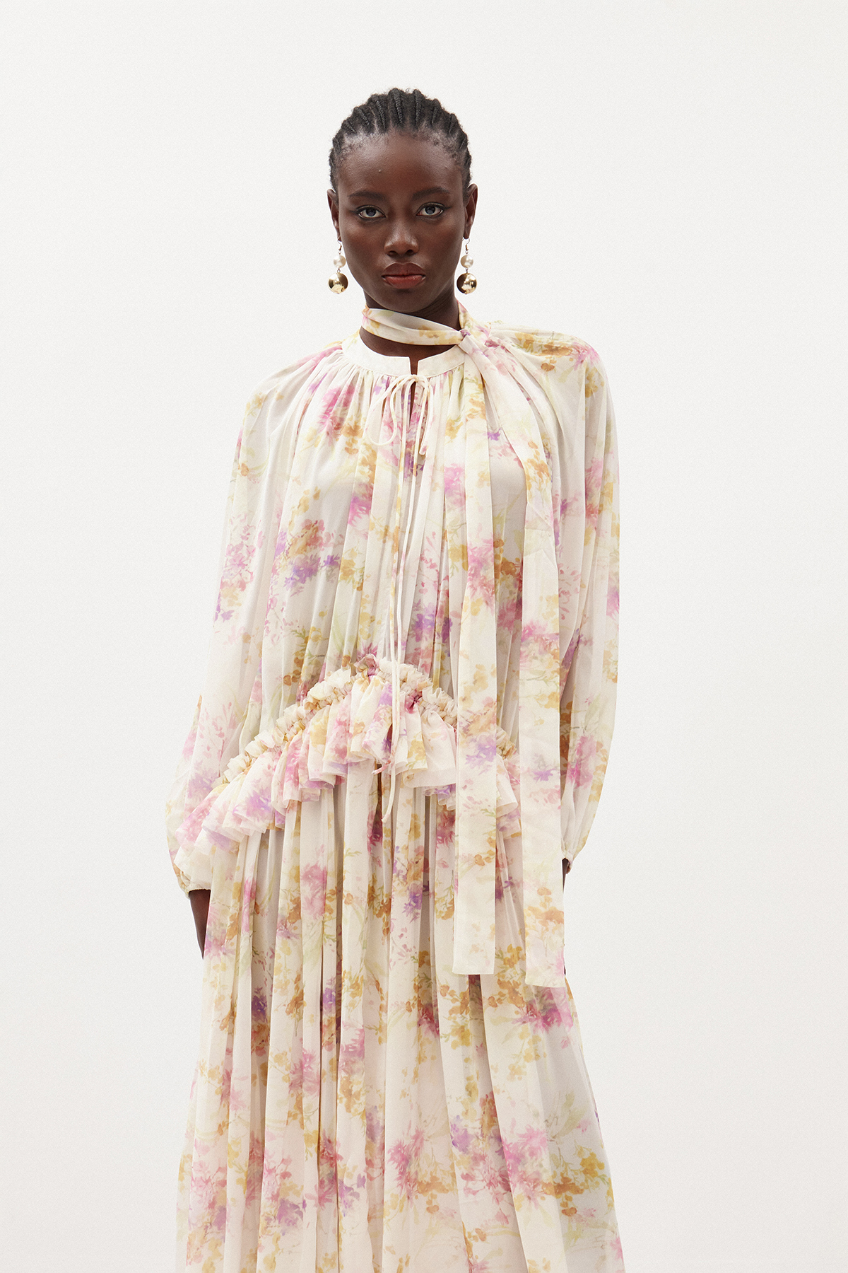 Ilenia Floral Ruffle Midi Dress