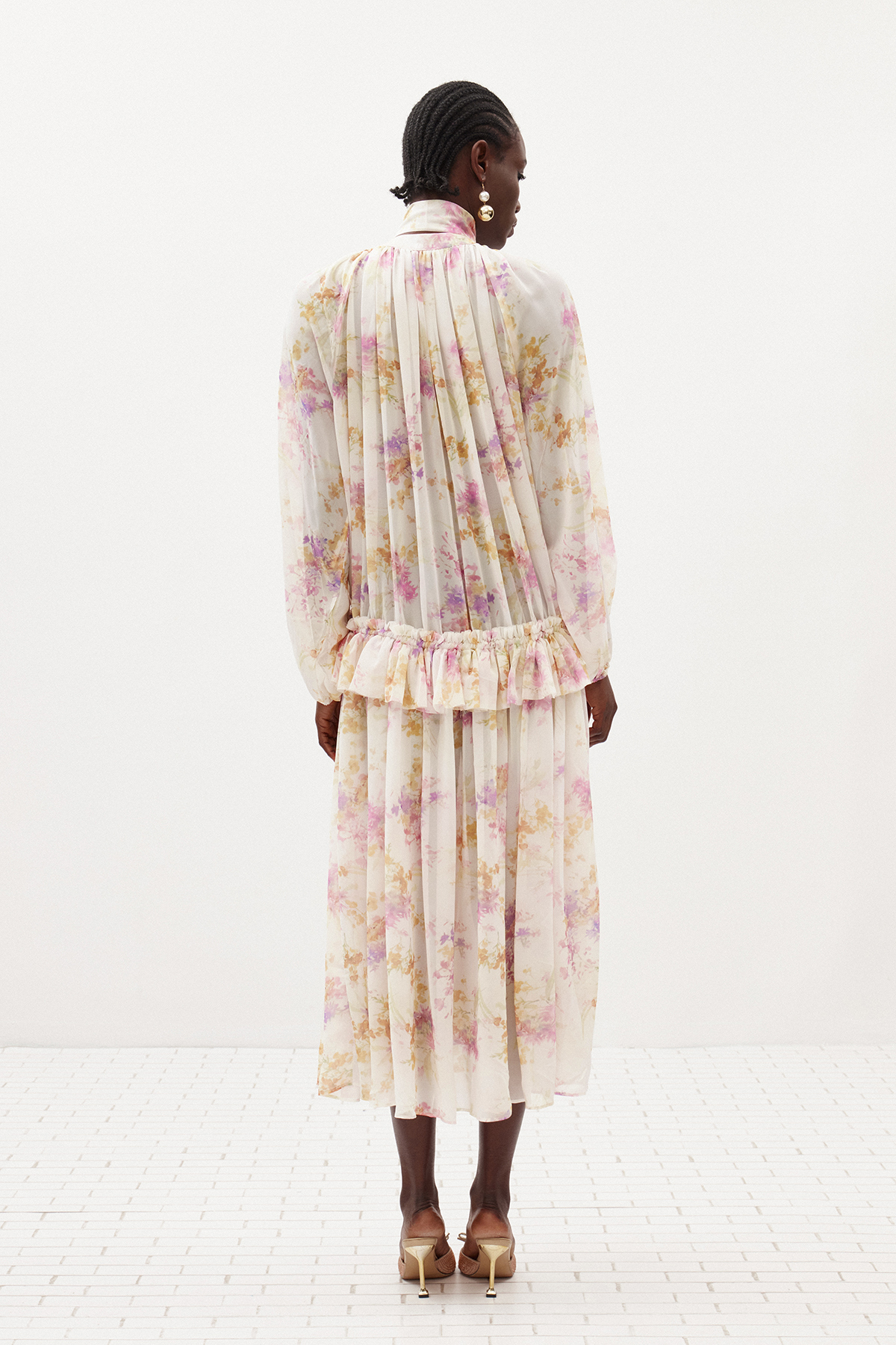 Ilenia Floral Ruffle Midi Dress