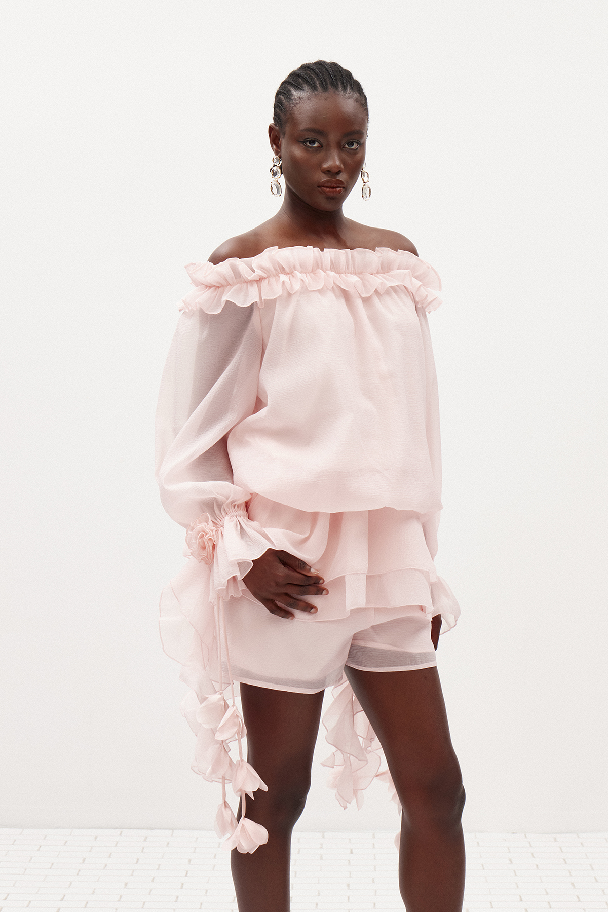 Ilhan Flower Ruffle Shorts Set