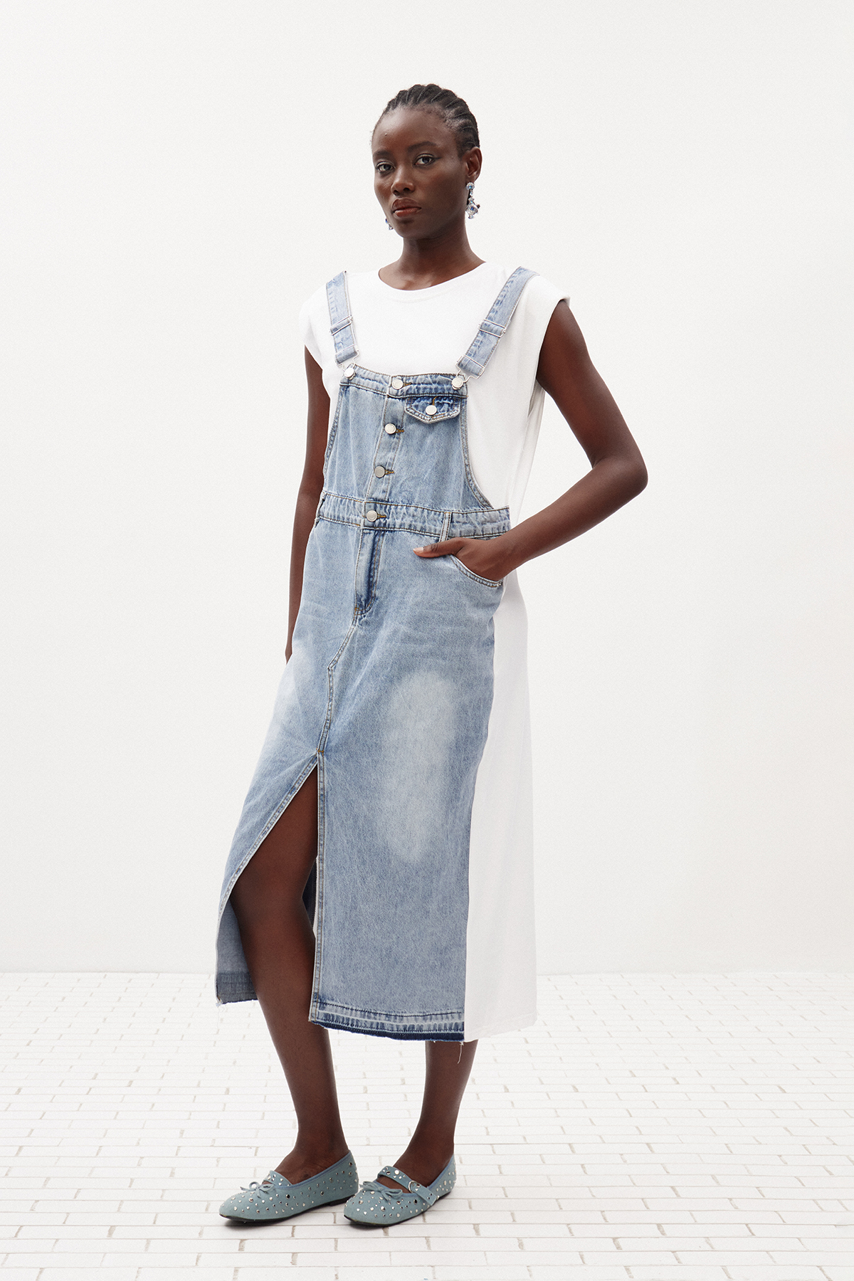 Ili Deconstruct Denim Midi Dress
