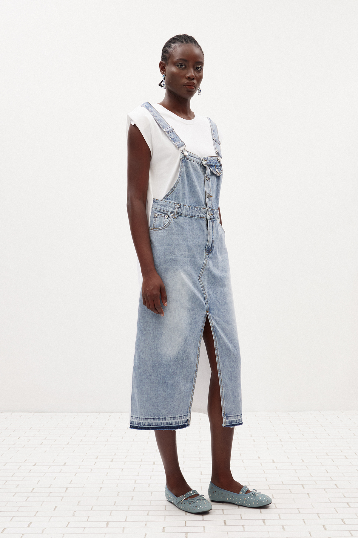 Ili Deconstruct Denim Midi Dress