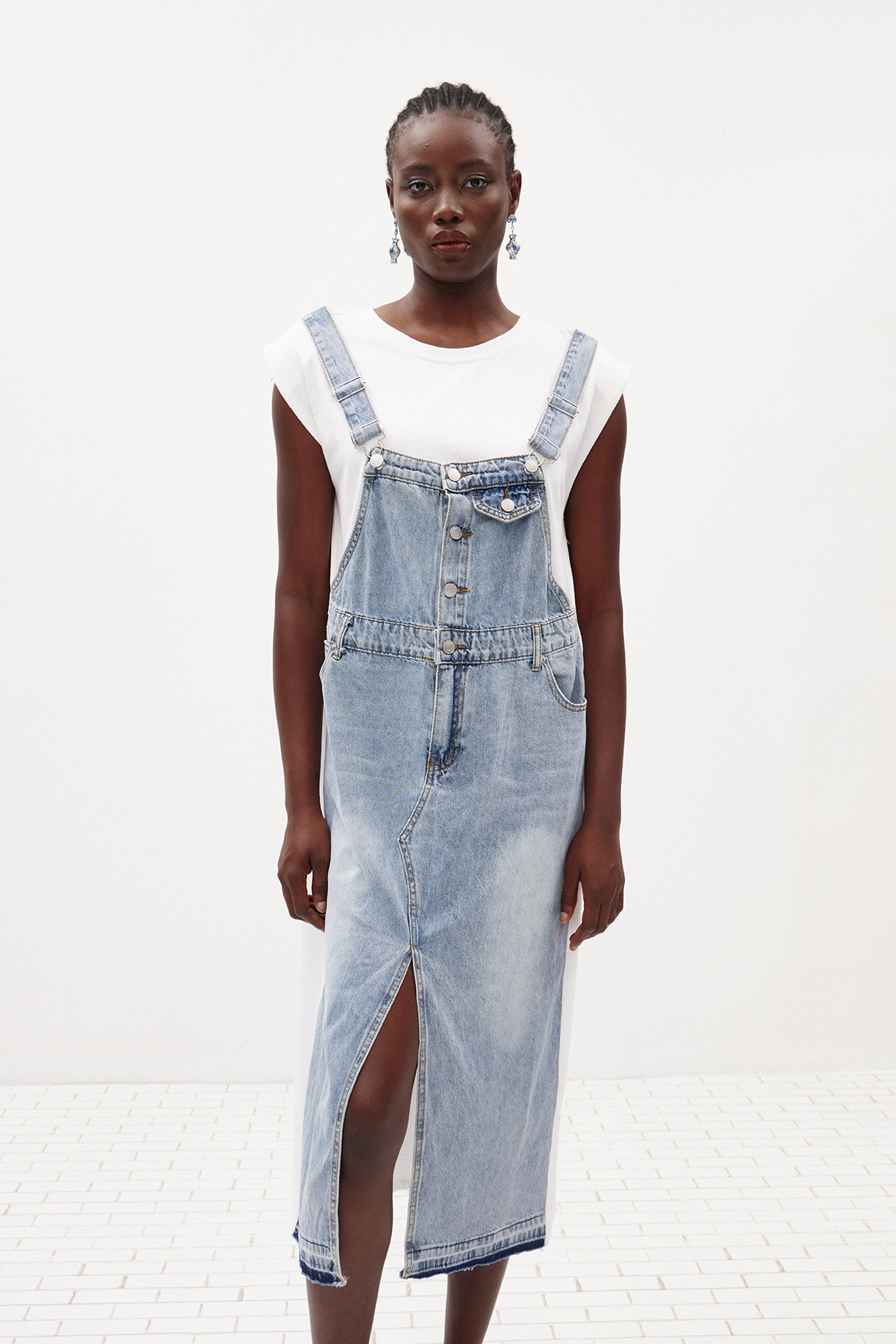 Ili Deconstruct Denim Midi Dress