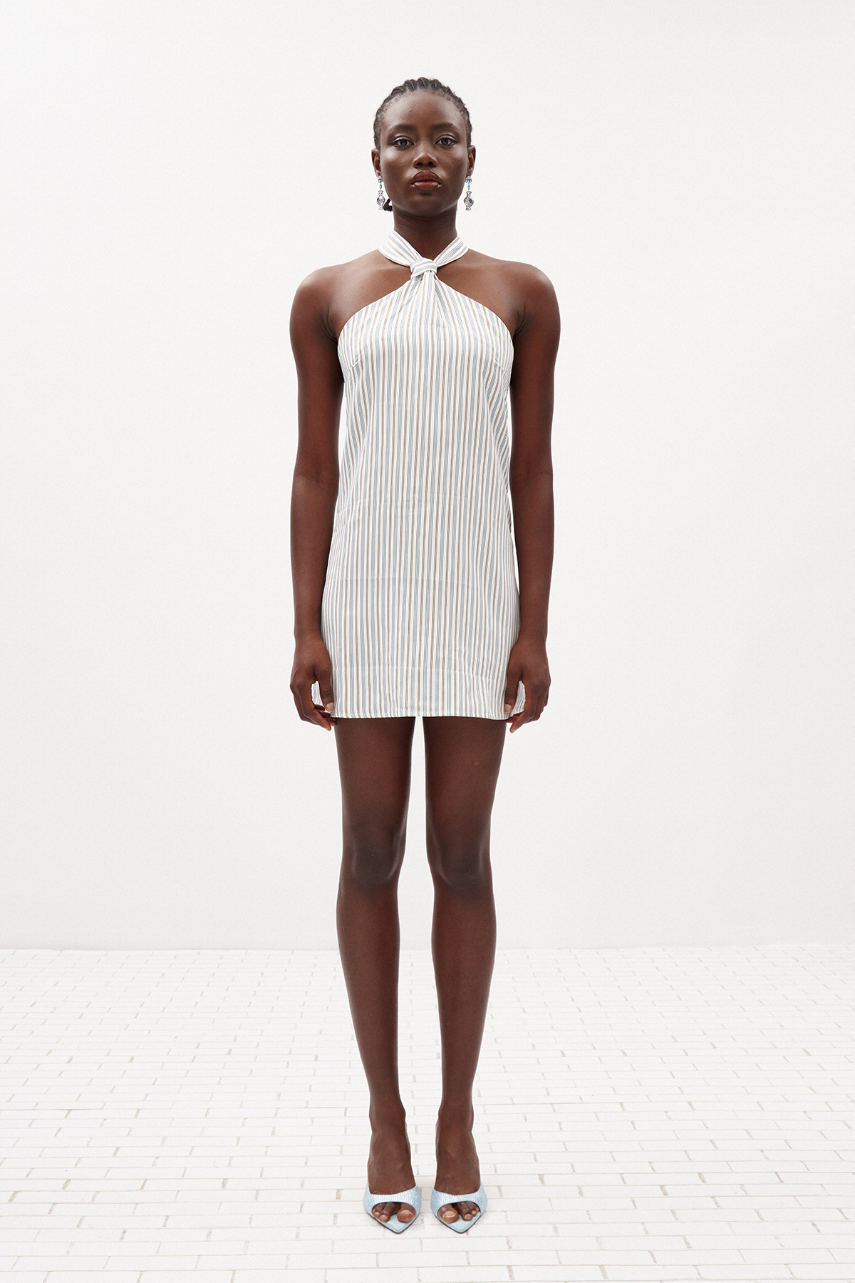 Ilian Halter Neck Stripe Mini Dress