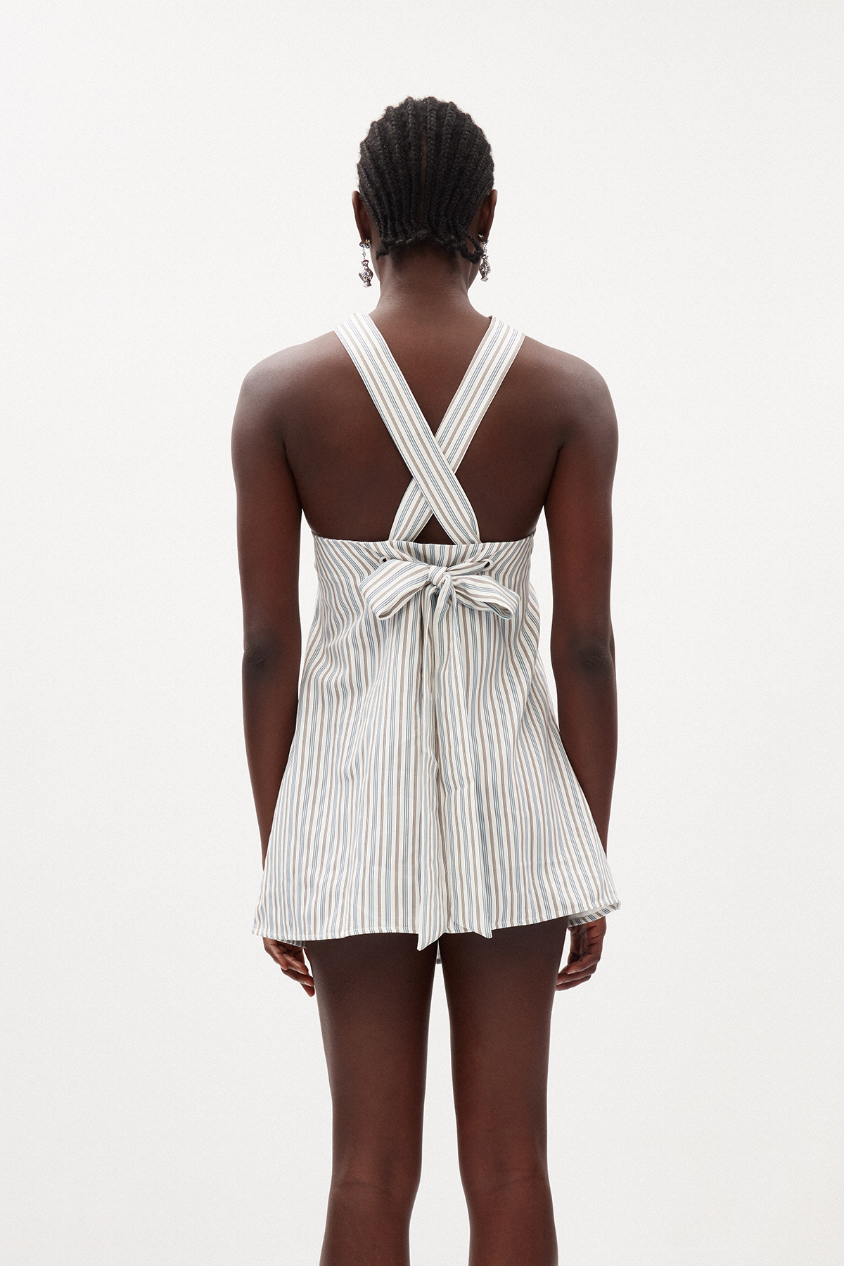 Ilian Halter Neck Stripe Mini Dress