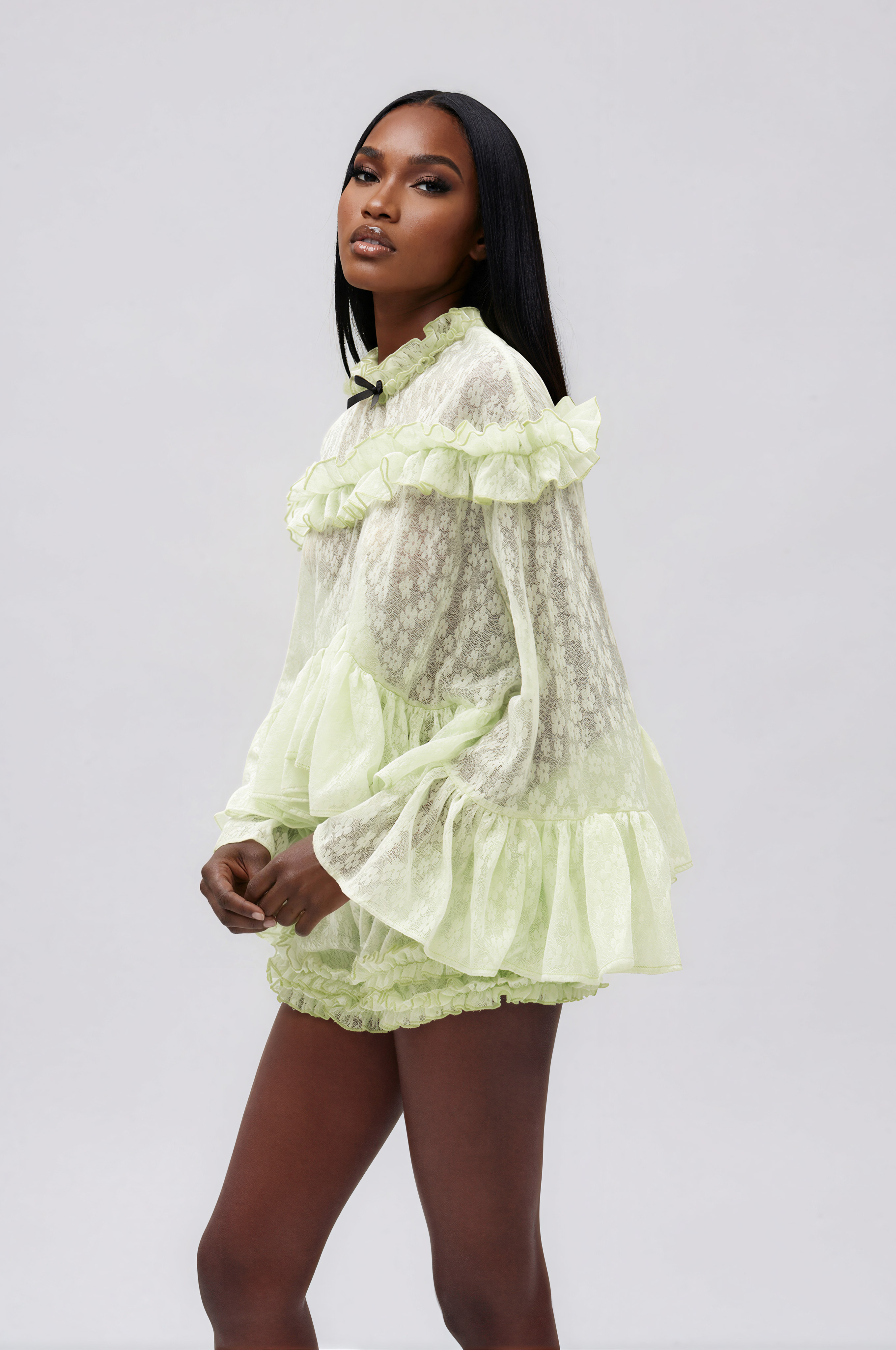 Ilija Lace Ruffle Shorts Set
