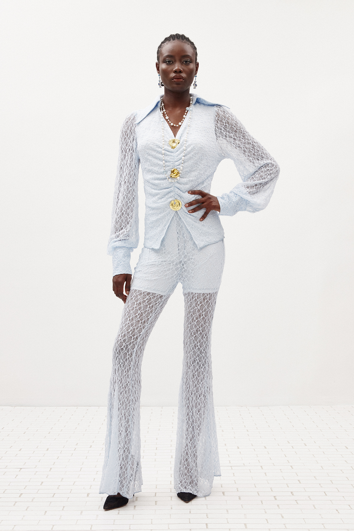 Ilinka Lace Draped Pants Set