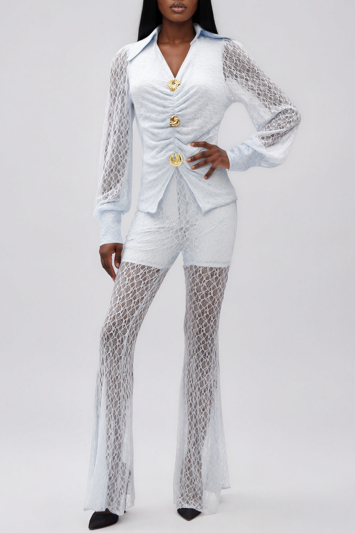 Ilinka Lace Draped Pants Set