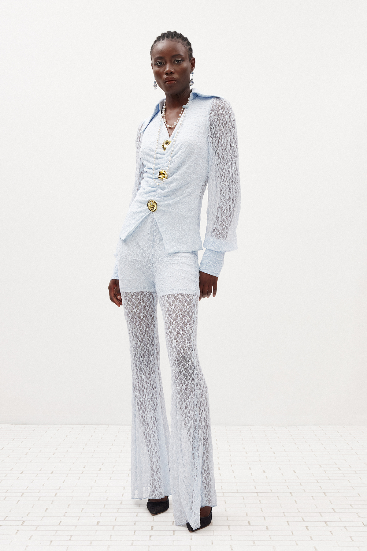 Ilinka Lace Draped Pants Set