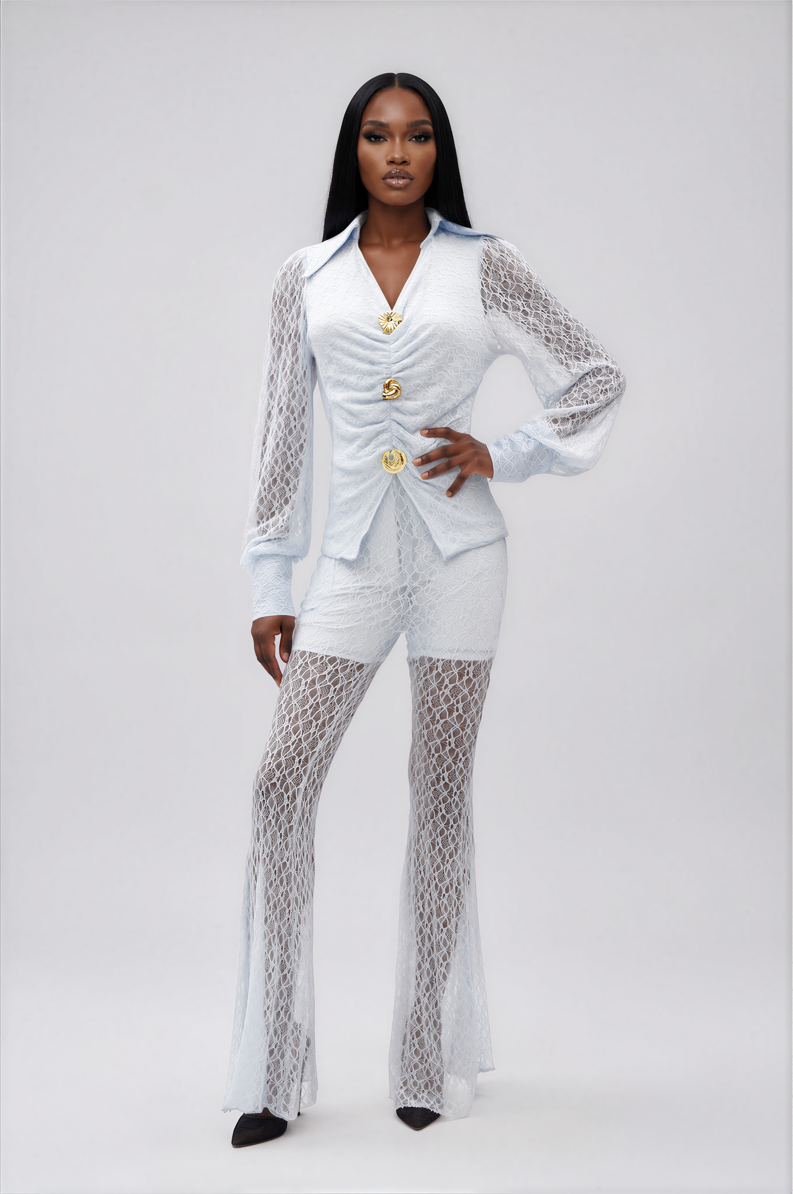 Ilinka Lace Draped Pants Set