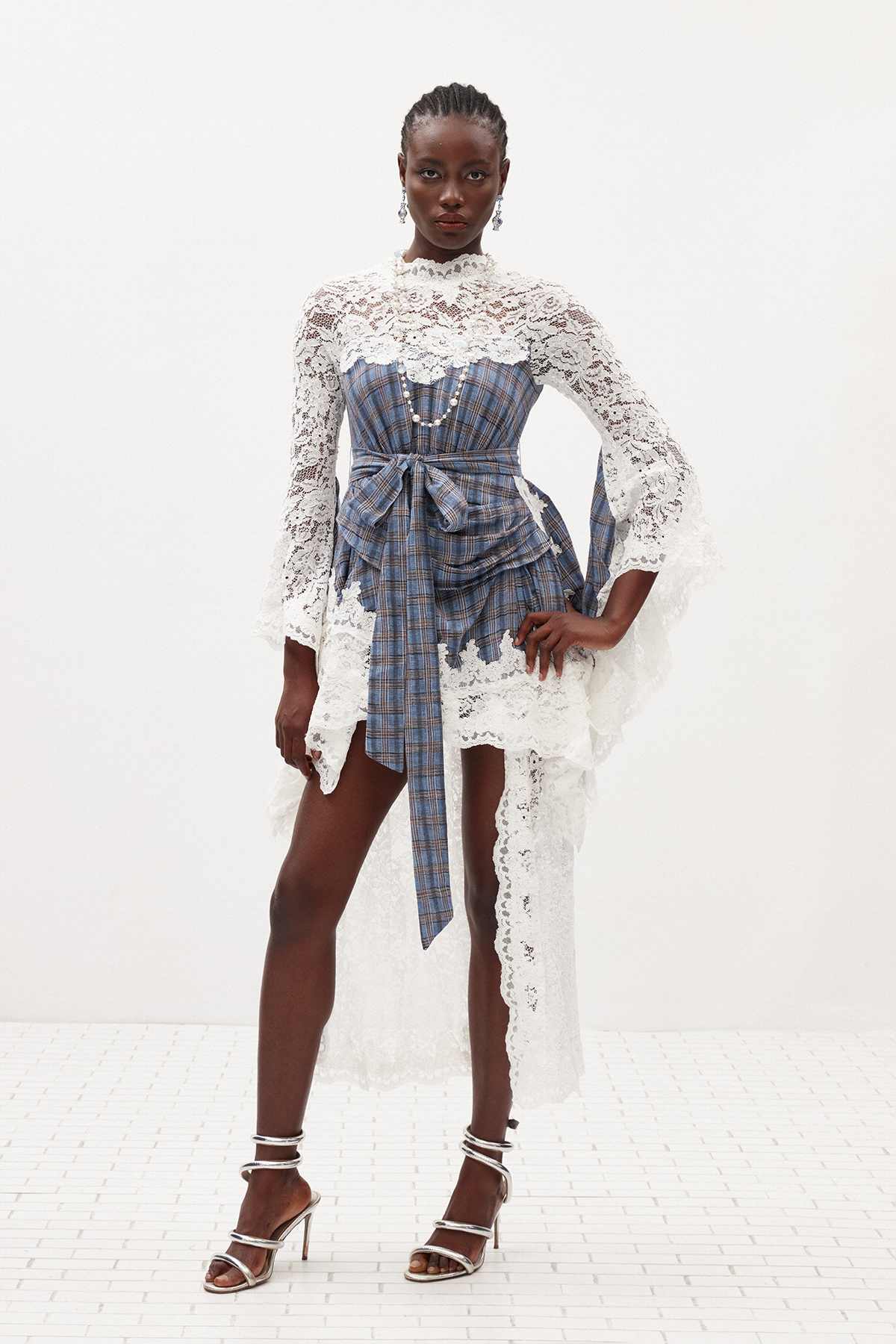 Iliya Backless Lace Grid Maxi Dress