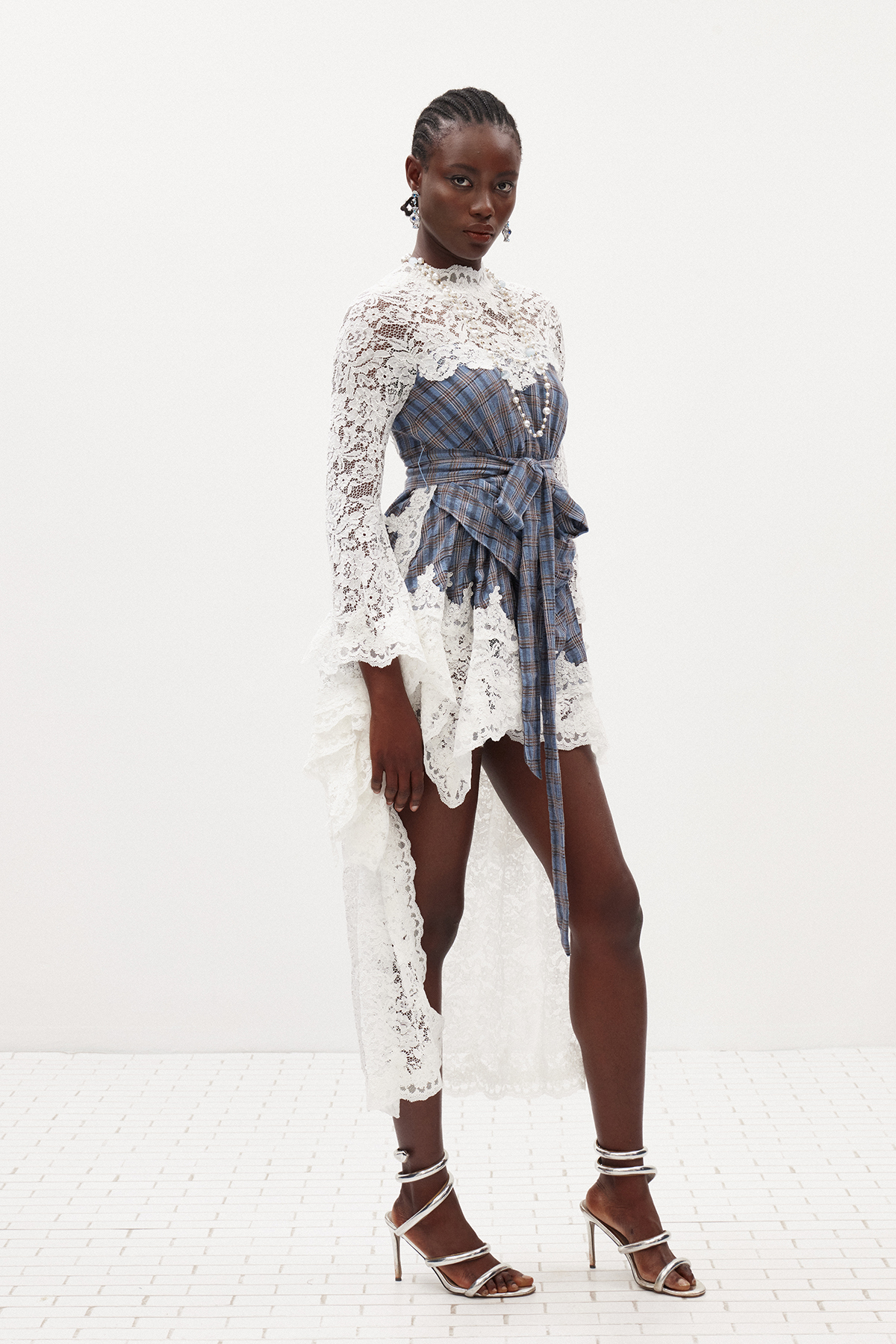 Iliya Backless Lace Grid Maxi Dress