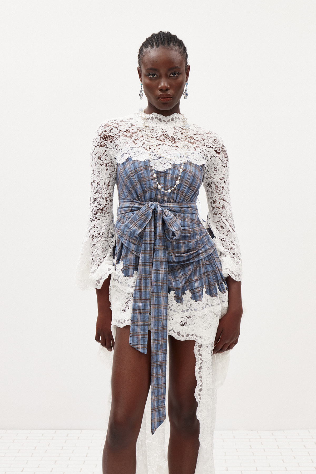 Iliya Backless Lace Grid Maxi Dress