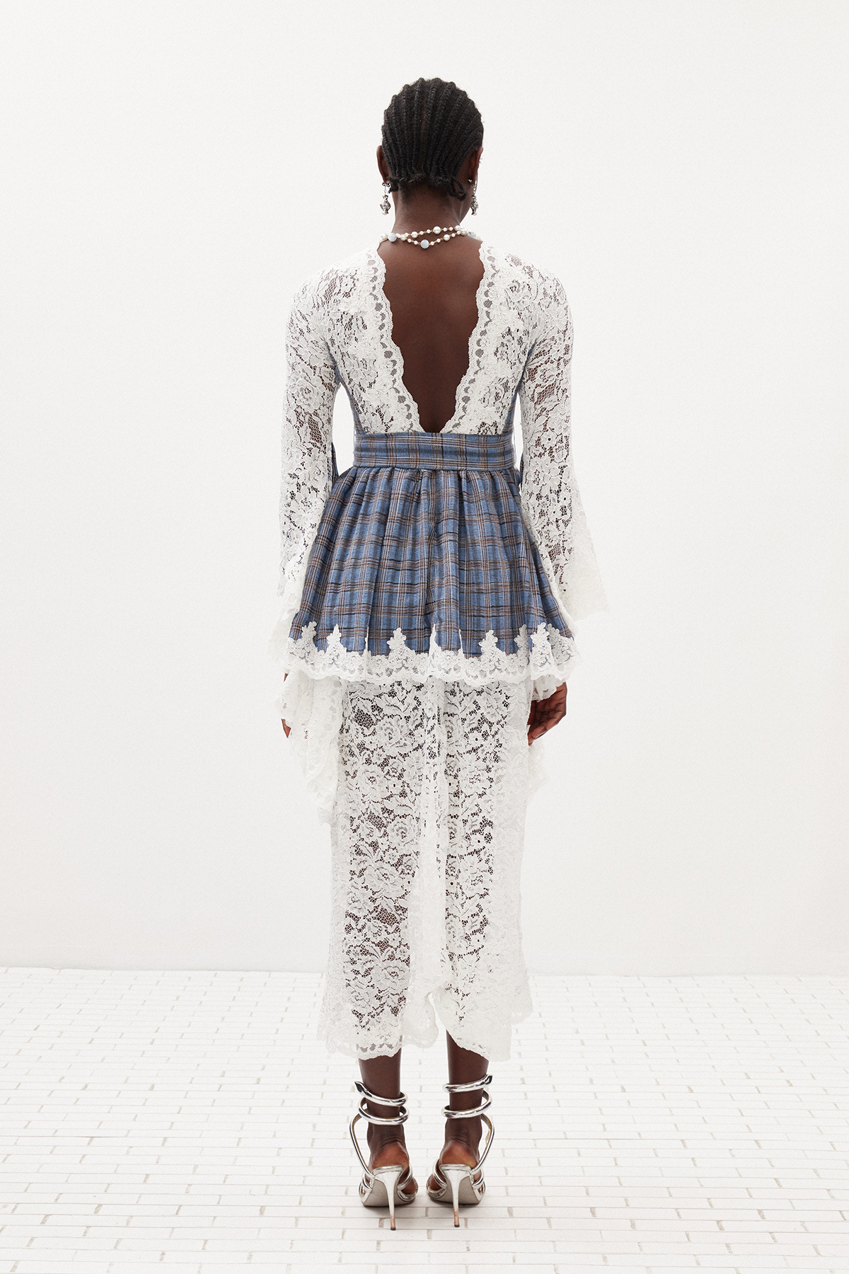 Iliya Backless Lace Grid Maxi Dress
