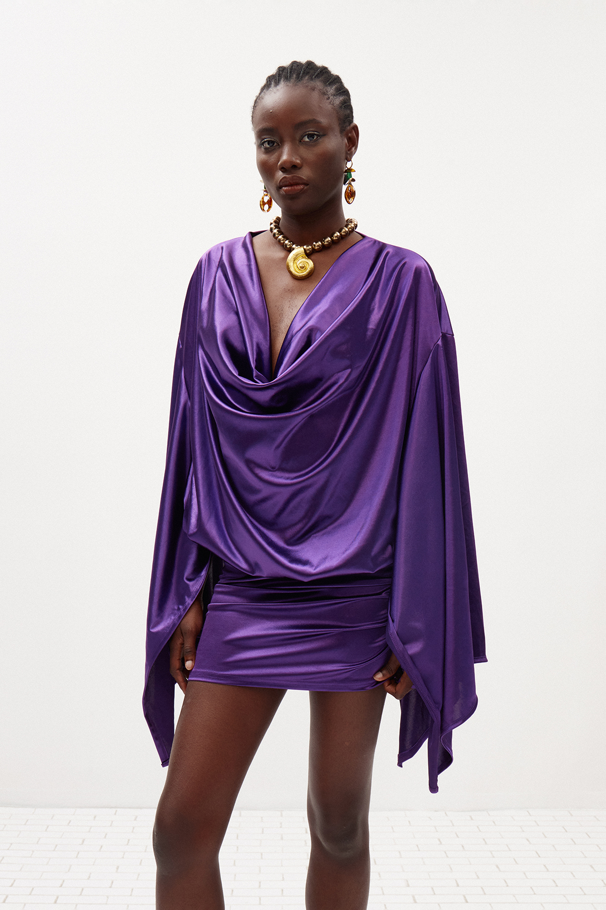 Iliyana Cowl Neck Mini Dress